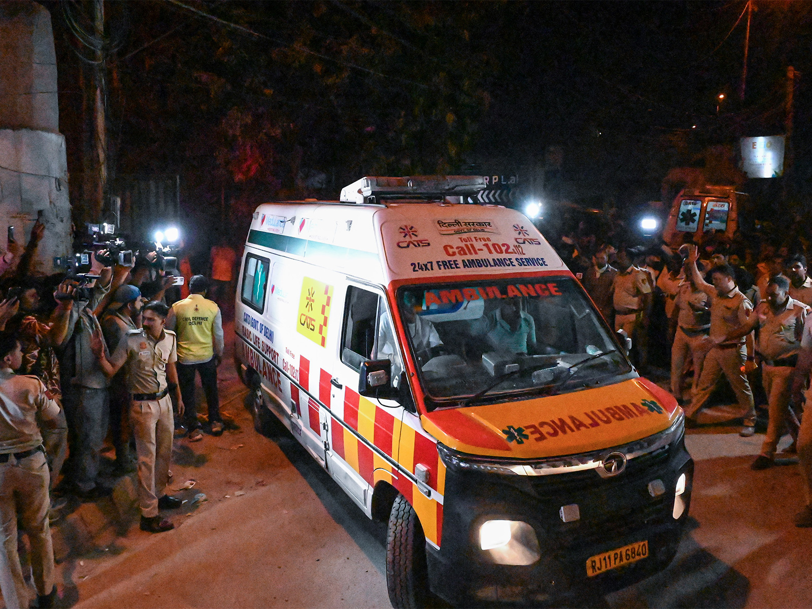 Rescue operations underway after a five storey building collapsed in the Mehrauli police station area (Photo/ANI)