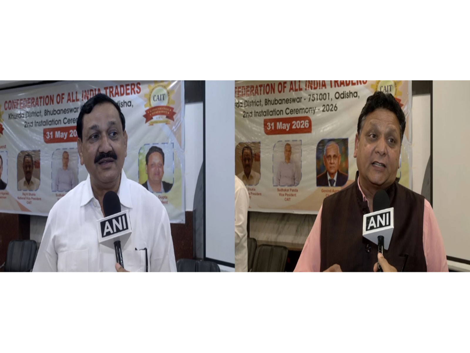 CAIT National Chairman Brij Mohan Agrawal; CAIT Odisha State President Jitendra Kumar Gupta (Photo/ANI)