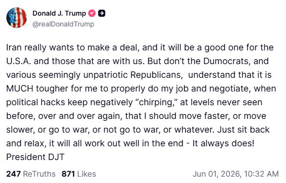 “Iran really wants to make a deal,” says Trump; advises opponents to&hellip;
