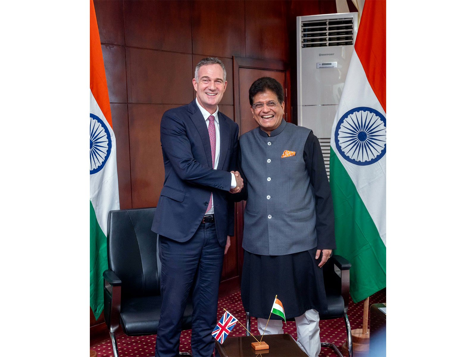 Union Minister Piyush Goyal with UK Business Secretary Peter Kyle (File Photo-ANI)