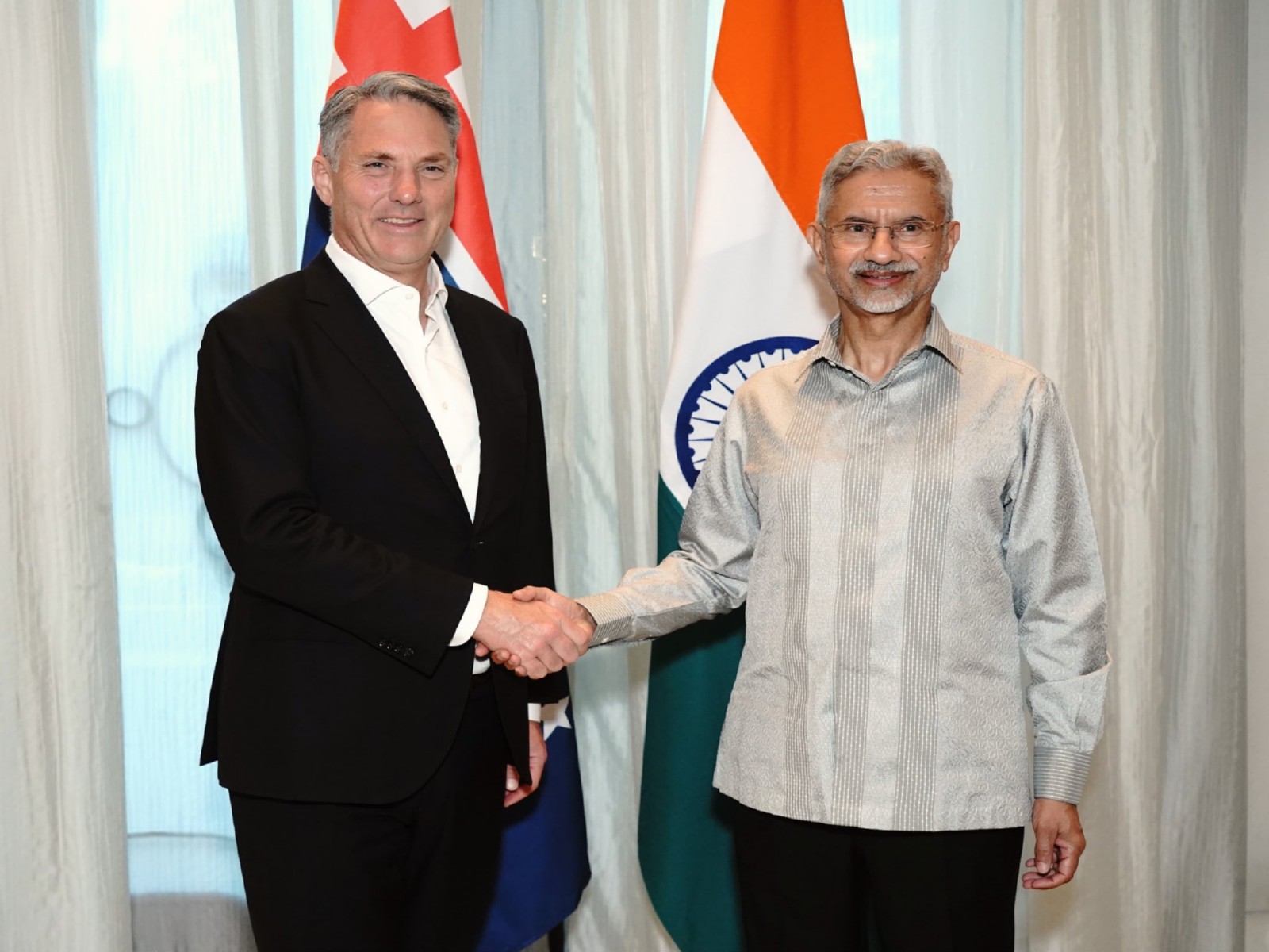 External Affairs Minister S Jaishankar meets Australian Deputy Prime Minister and Defence Minister Richard Marles in New Delhi. (Photo: X/@DrSJaishankar)