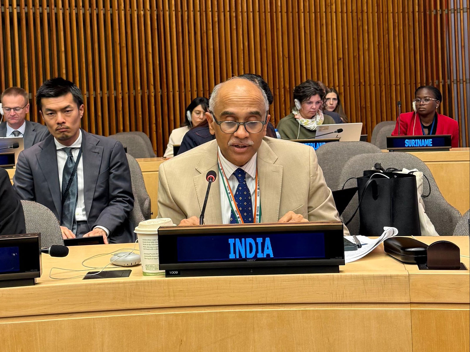 India's Permanent Representative to the United Nations, Parvathaneni Harish at ECOSOC (Photo/X/@AmbHarishP)