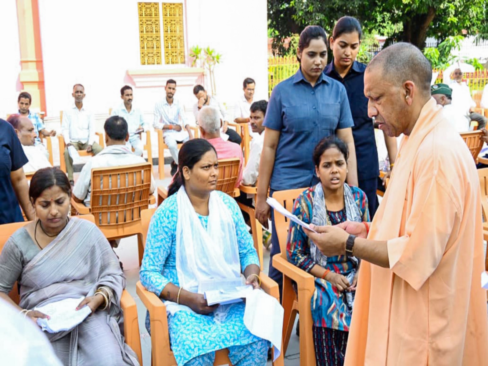 CM Yogi Adityanath interacts with people during 'Janta Darshan' at Gorakhnath temple (File Photo/ANI)