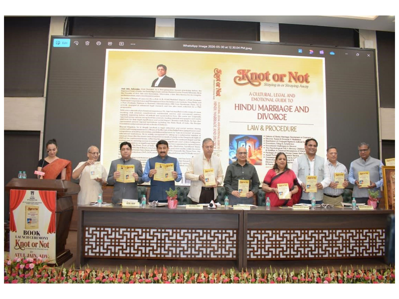 Advocate Atul Jain’s Book ‘Knot or Not: Staying In or Straying Away’ Launched at Constitution Club by Who's Who of the Judiciary, Legislature, Executive and Media Advocate Atul Jain’s Book ‘Knot or Not: Staying In or Straying Away’ Launched at Constitution Club by Who's Who of the Judiciary, Legislature, Executive and Media