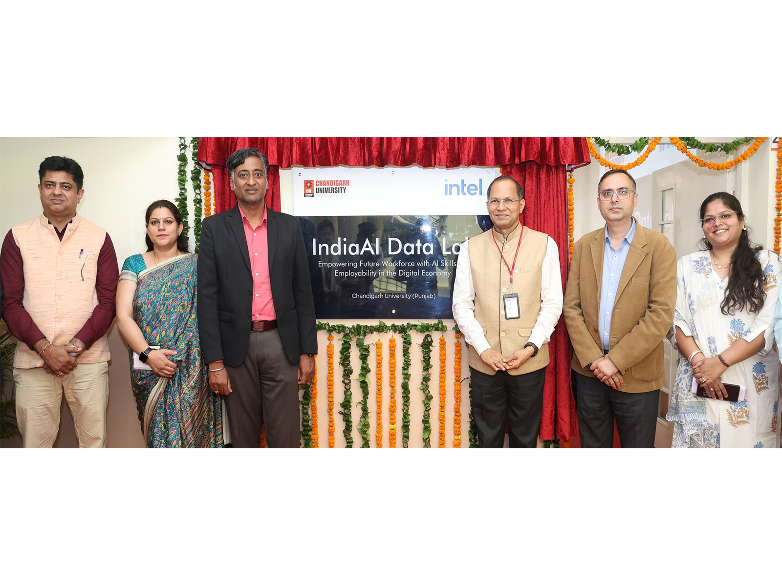 Chandigarh University Senior Management along with Intel India Officials Inaugurating ‘IndiaAI Data Lab’ at Chandigarh University Campus