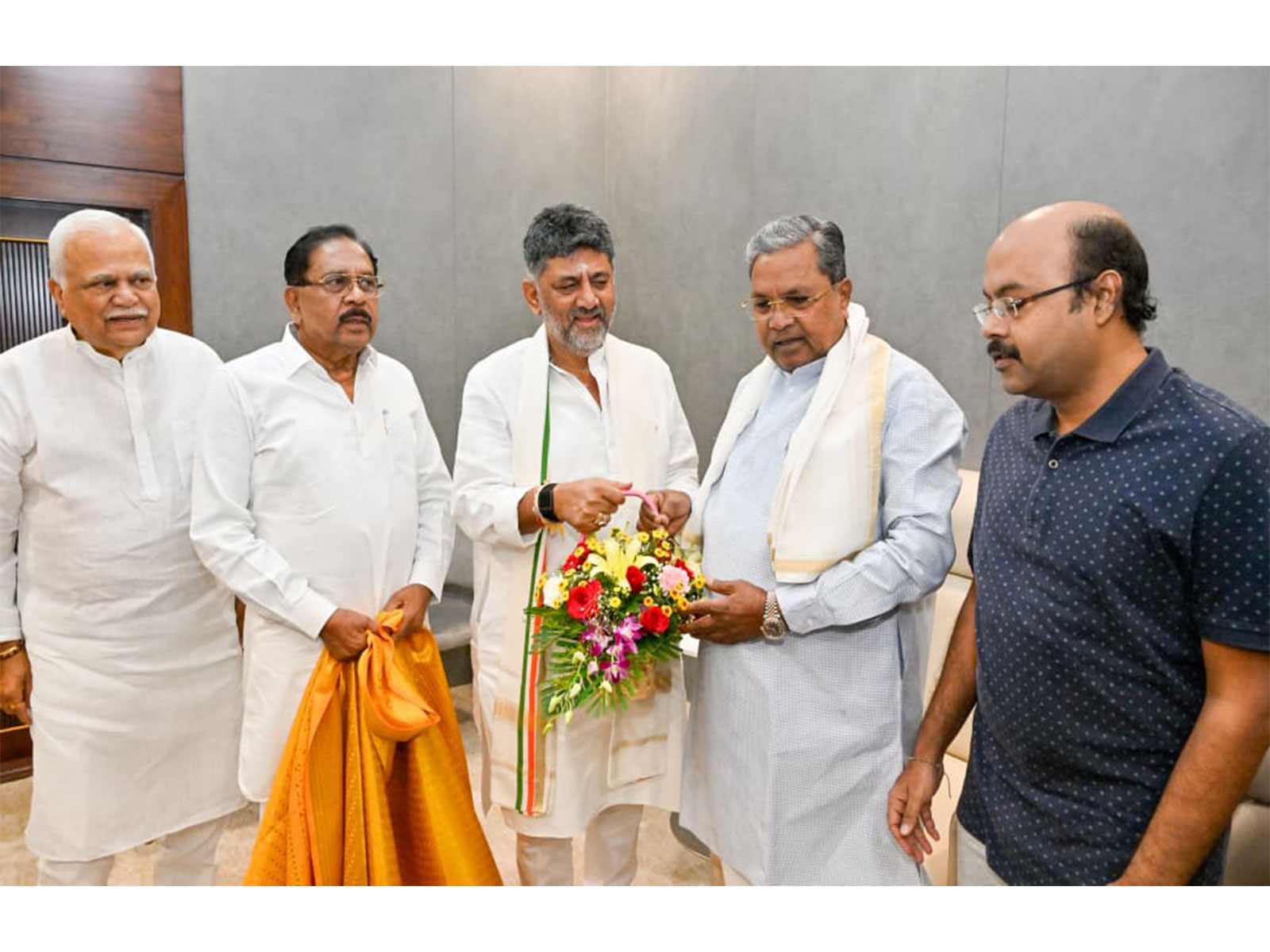 Karnataka Chief Minister-designate DK Shivakumar with Siddaramiah and G Parmeshwara (Photo/ANI)