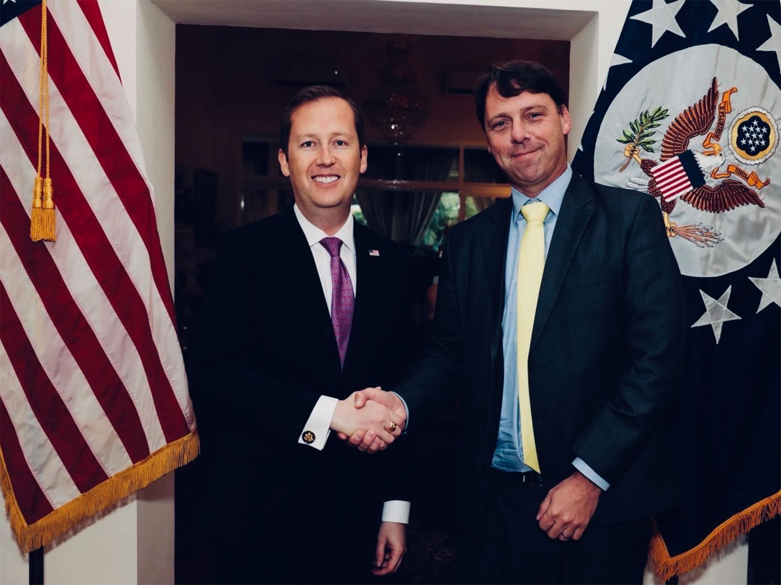 US Ambassador to India Sergio Gor (left) and Assistant Trade Representative Brendan Lynch (right) (Photo/X@USAmbIndia)