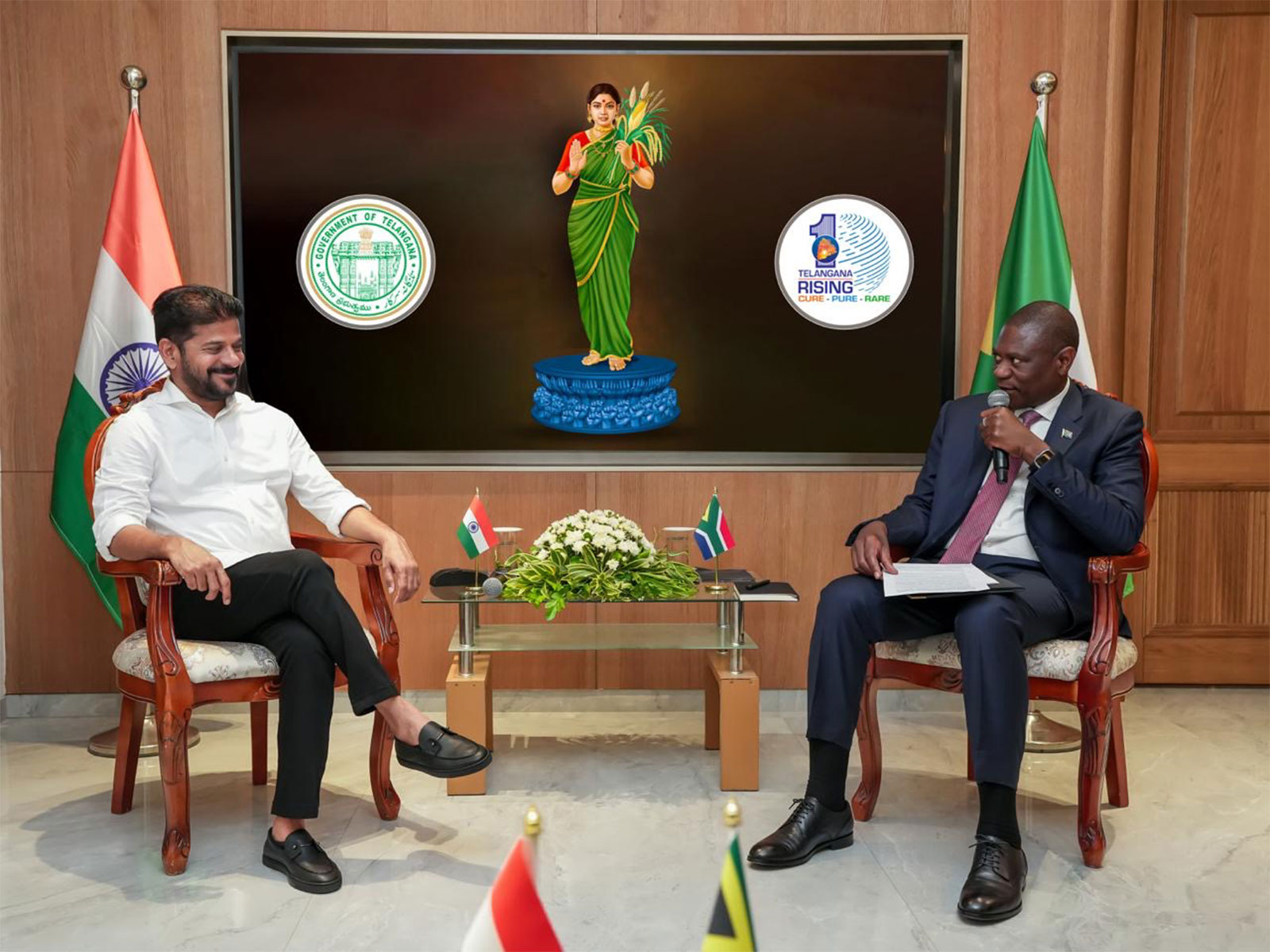 Deputy President of South Africa Paul Mashatile, meets Telangana Chief Minister Revanth Reddy (Photo/Telangana CMO)