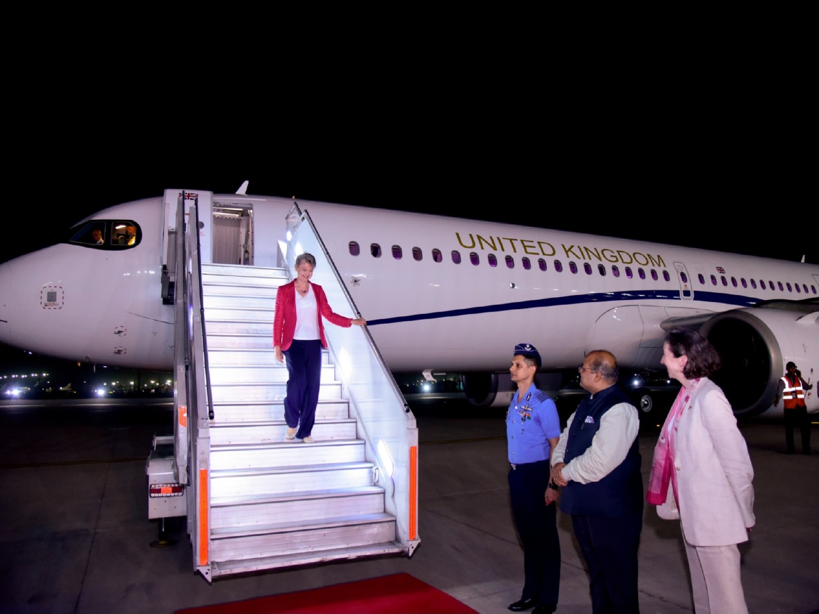 British Foreign Secretary Yvette Cooper arrives in New Delhi during her first official visit to India. (Photo: X/@MEAIndia)