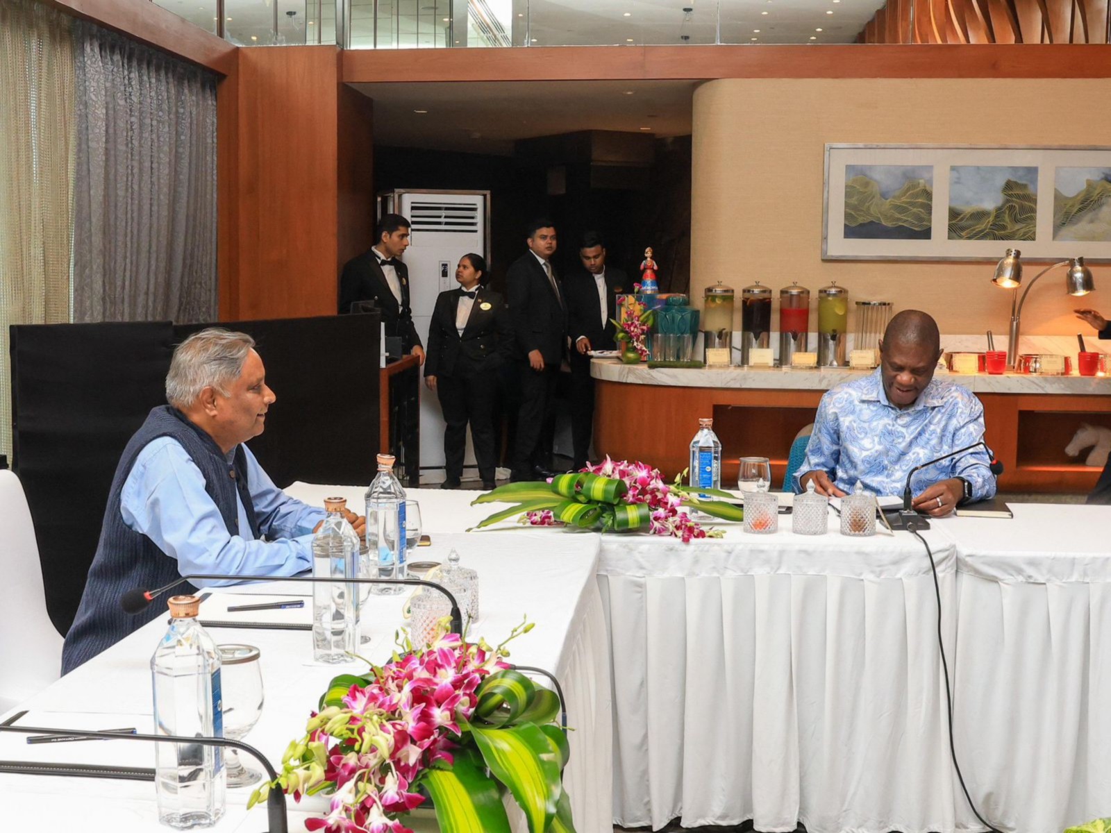South African Deputy President Shipokosa Paulus Mashatile and Biological E Limited Chief Operating Officer Lakshminarayana Neti (Photo/ANI)