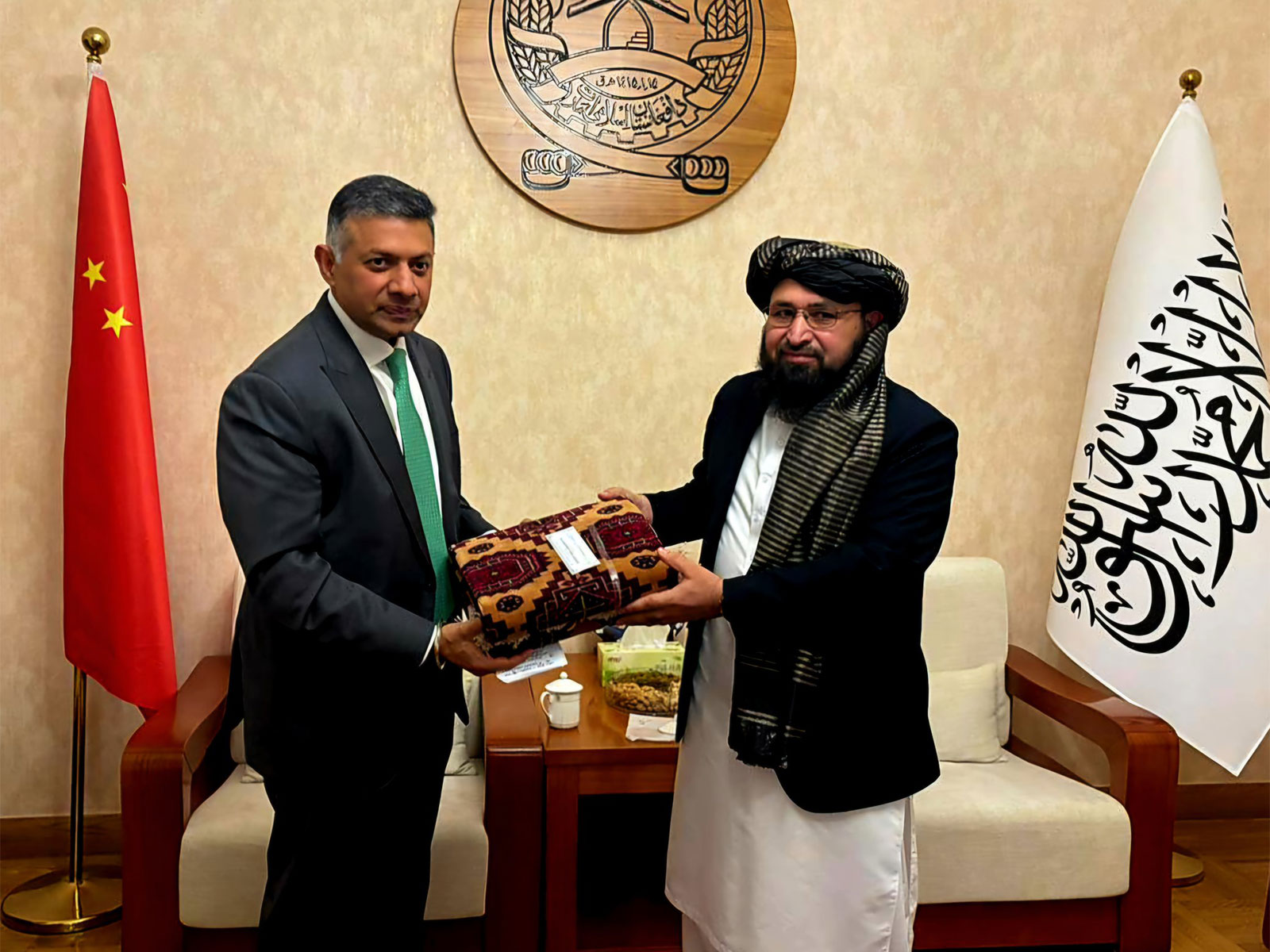 Amb Vikram Doraiswami and Afghan Amb Karimi (Photo/X@EOIBeijing)