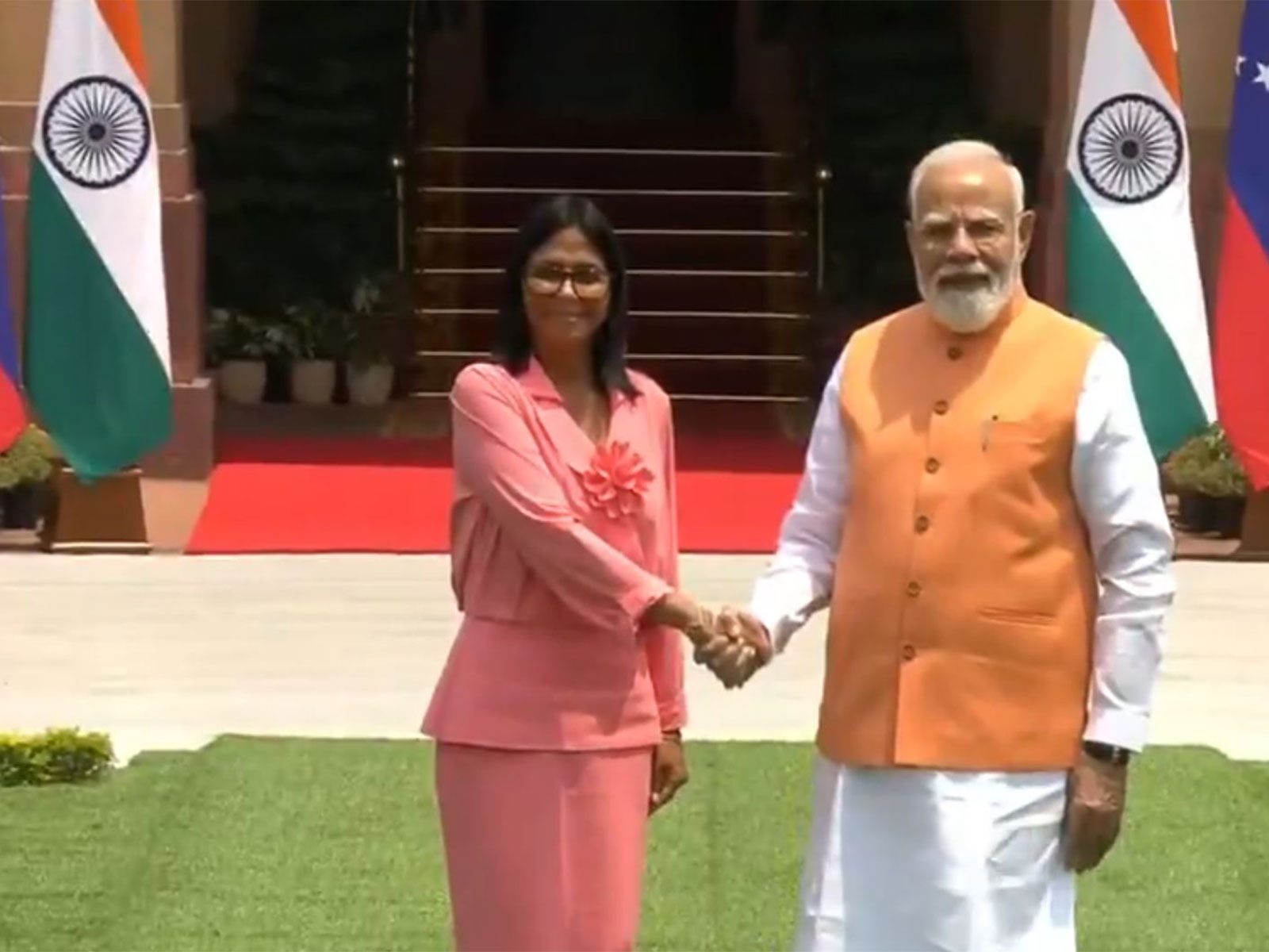 : Prime Minister Narendra Modi with Venezuela’s Acting President Delcy Rodríguez (Photo/DD)