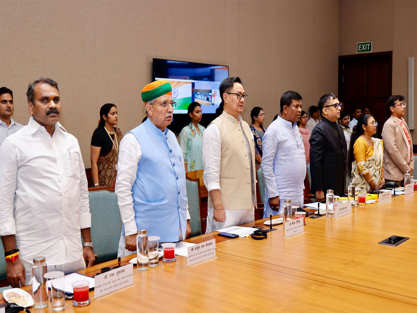 Parliamentary Affairs Minister Kiren Rijiju, Law Minister Arjun Ram Meghwal and Minister of ย State for Parliamentary Affairs L Murugan at the event (Photo/X@KirenRijiju) Parliamentary Affairs Minister Kiren Rijiju, Law Minister Arjun Ram Meghwal and Minister of ย State for Parliamentary Affairs L Murugan at the event (Photo/X@KirenRijiju)