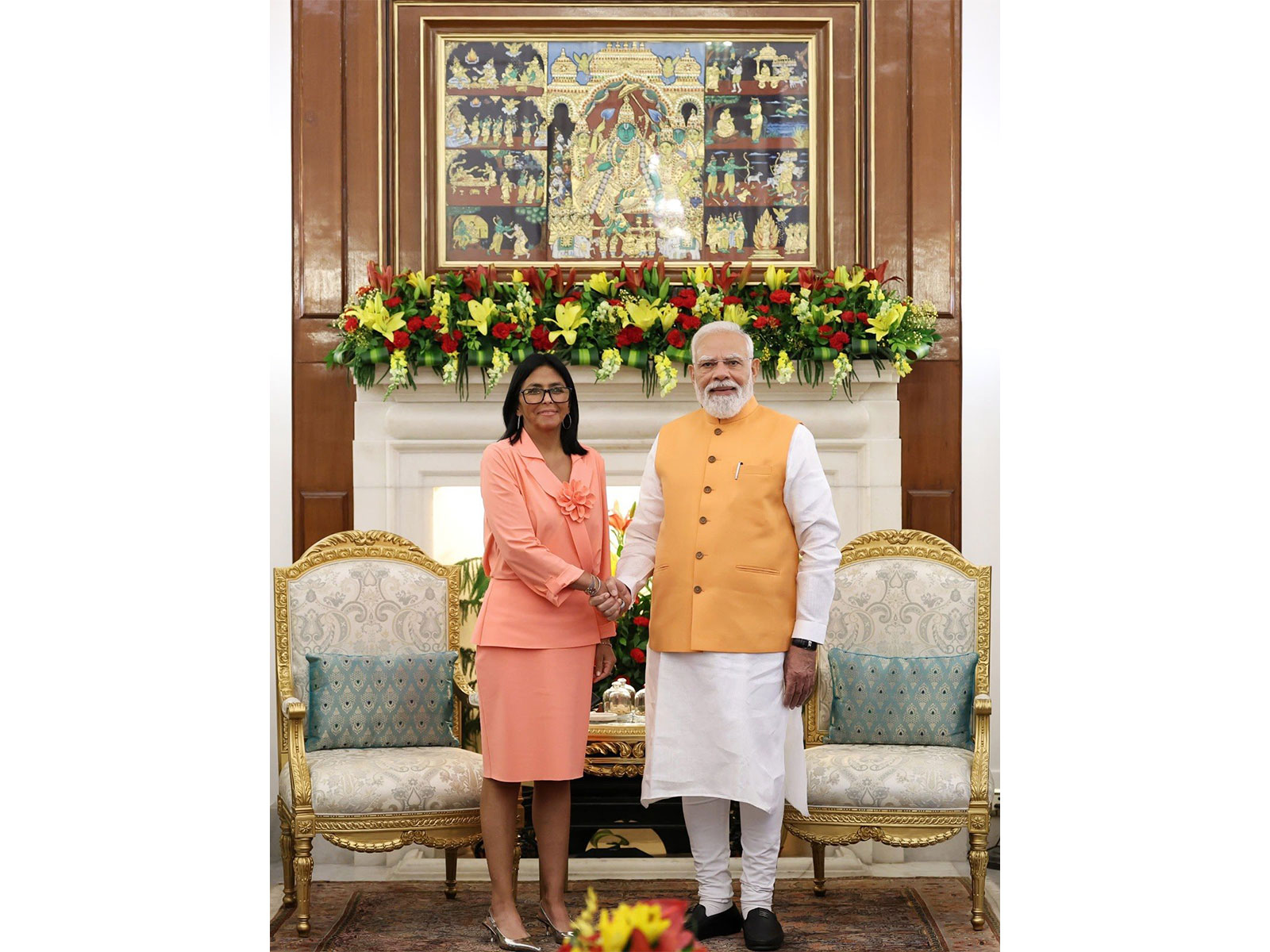 Prime Minister Narendra Modi with Acting President of Venezuela, Delcy Eloína Rodríguez Gómez (Photo: X@narendramodi)