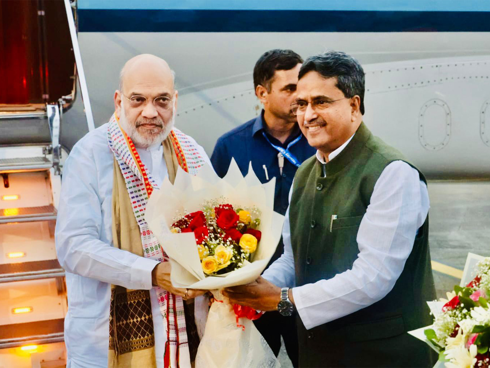 Tripura CM Manik Saha welcomes Home Minister Amit Shah (Photo/CMO) Tripura CM Manik Saha welcomes Home Minister Amit Shah (Photo/CMO)