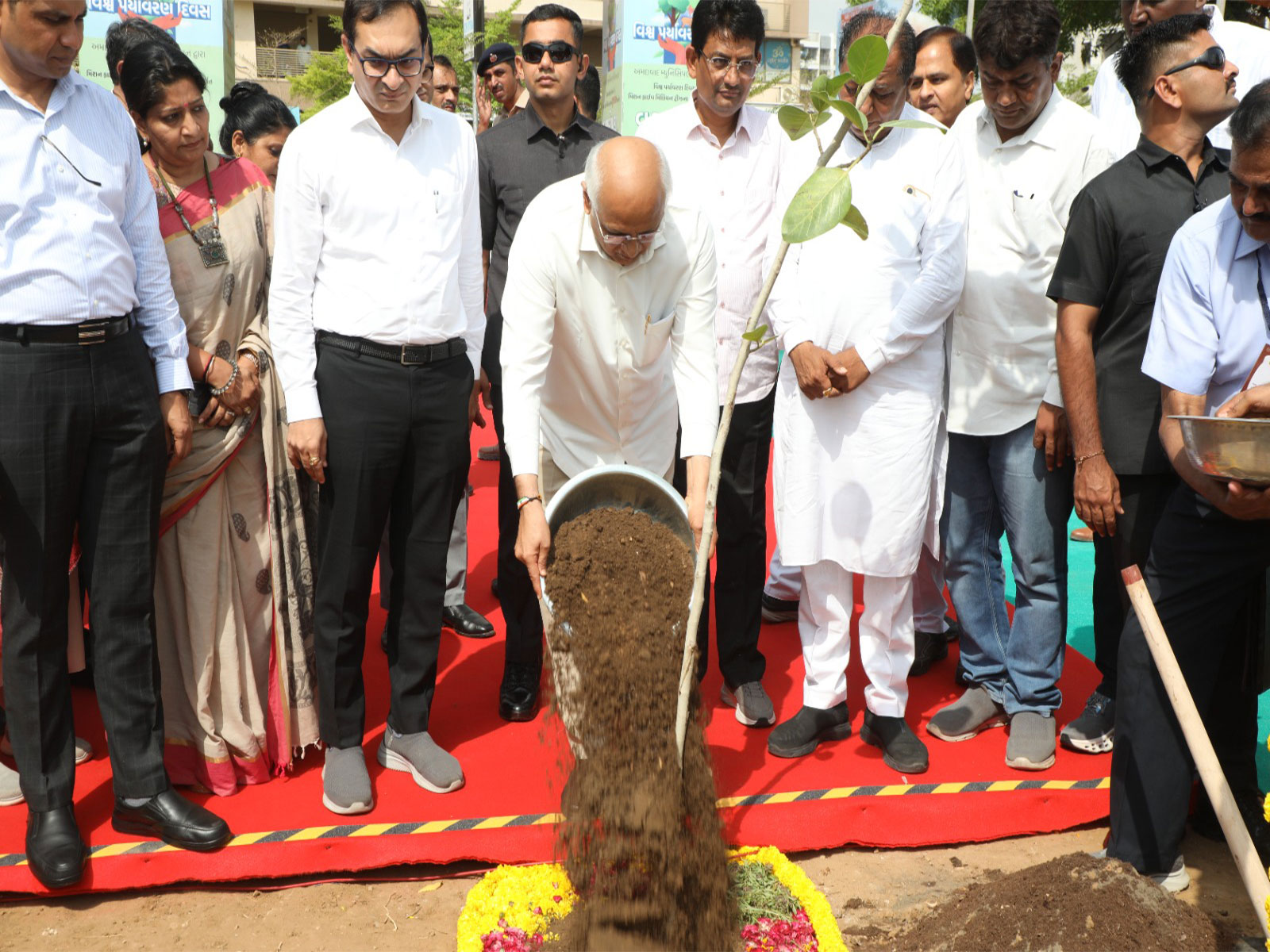 Gujarat CM Bhupendra Patel in mega tree plantation drive (Photo/Gujarat CMO) Gujarat CM Bhupendra Patel in mega tree plantation drive (Photo/Gujarat CMO)