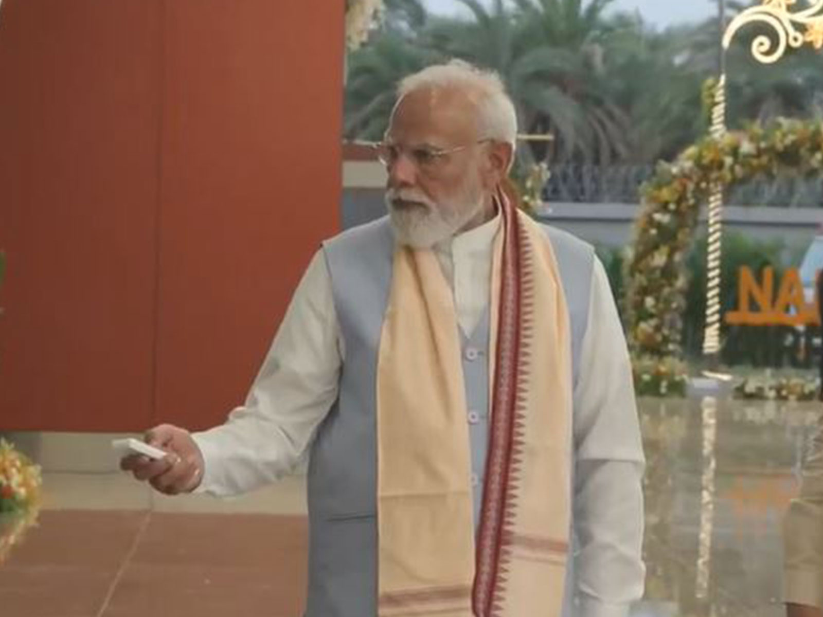 Prime Minister Narendra Modi at NAMO airport (Photo/DD news)