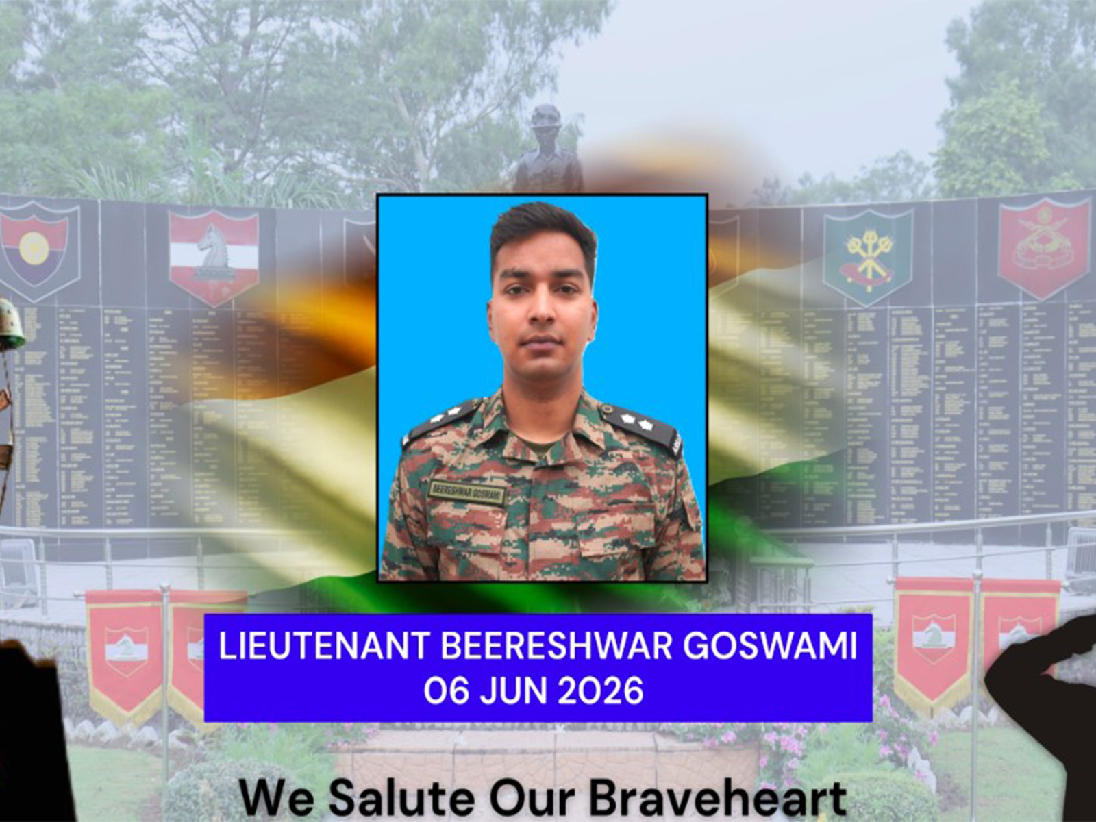 White Knight Corps mourn the untimely demise of Lieutenant Beereshwar Goswami (Photo/@Whiteknight_IA) White Knight Corps mourn the untimely demise of Lieutenant Beereshwar Goswami (Photo/@Whiteknight_IA)