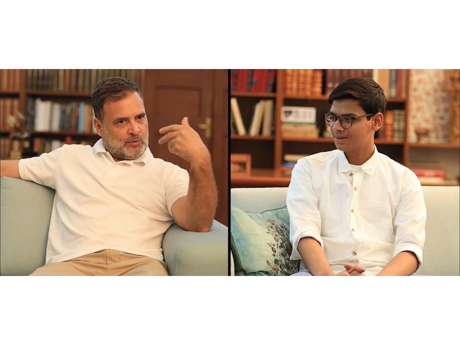 Congress leader Rahul Gandhi with 18-year-old student Sarthak Siddhant (Photo: x/@RahulGandhi)