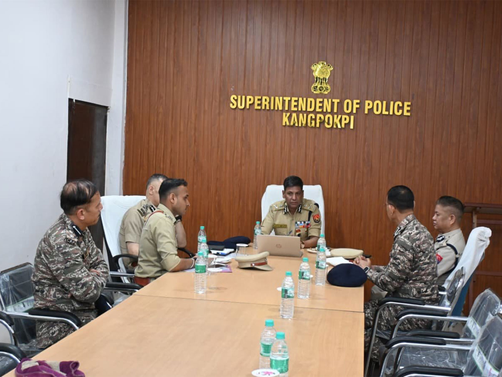 Manipur Director General of Police Mukesh Singh interacts with security personnel and representatives of civil society organisations  (Photo/@manipur_police)