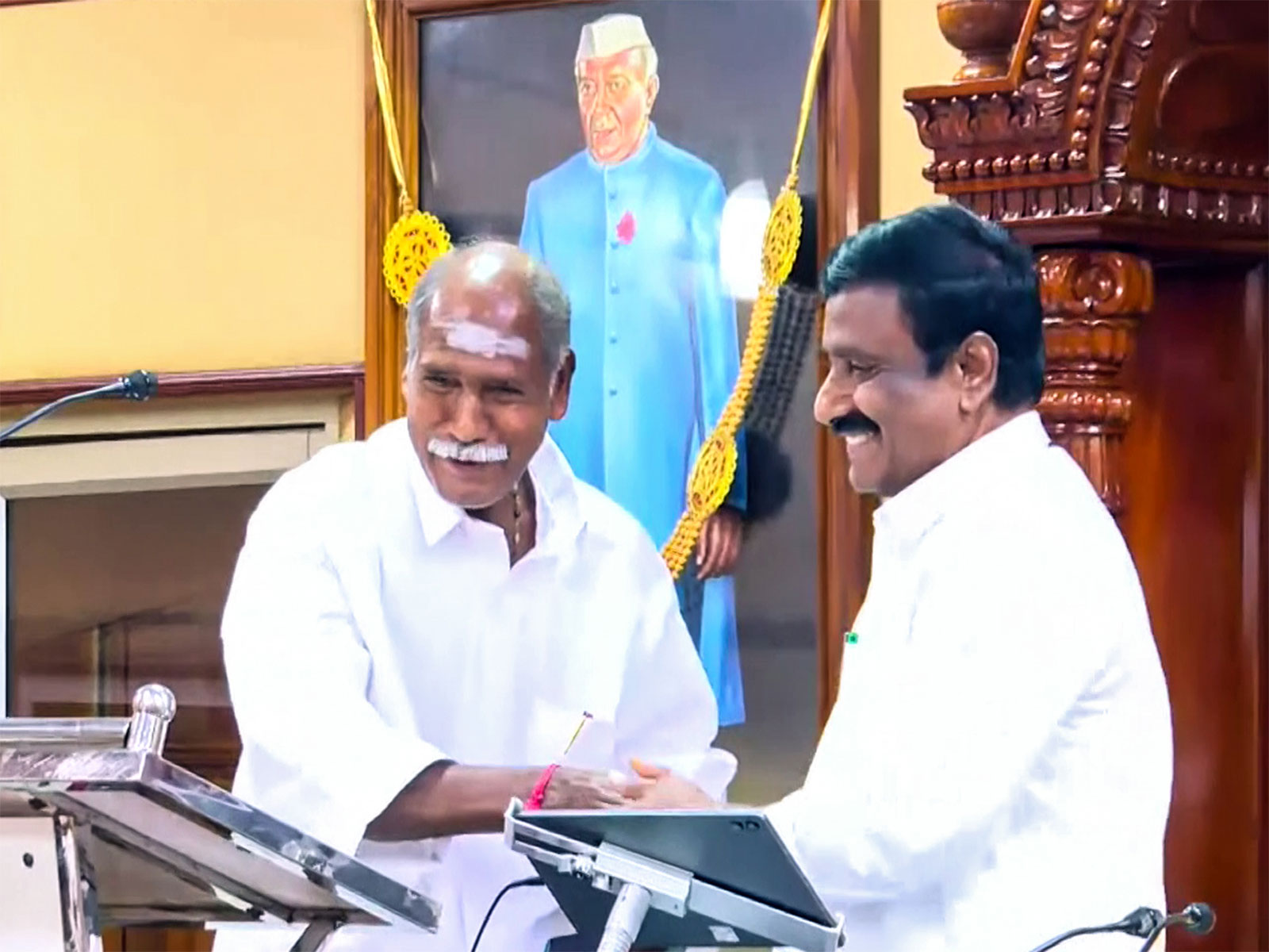 Puducherry CM N Rangasamy, during oath-taking ceremony of newly elected legislators (File Photo/ANI)