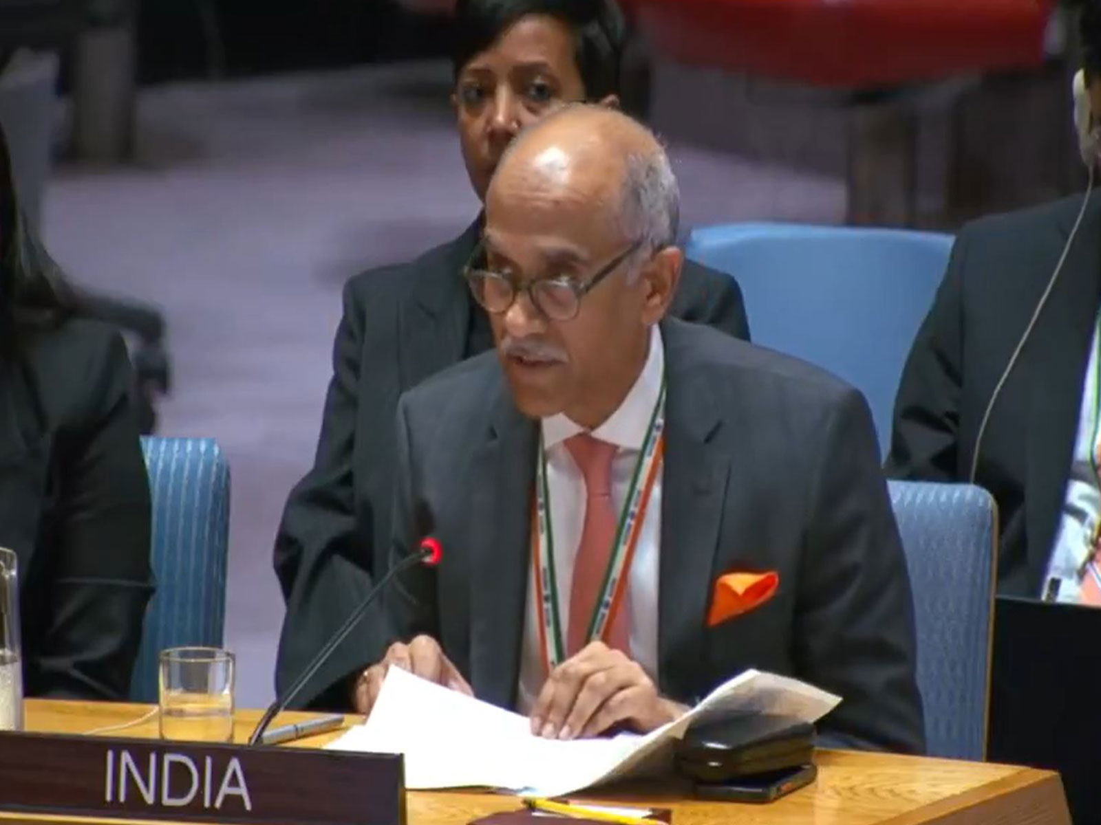 India’s Ambassador to the United Nations, Parvathaneni Harish, addresses the UN Security Council. (Image Source: UN Web TV)