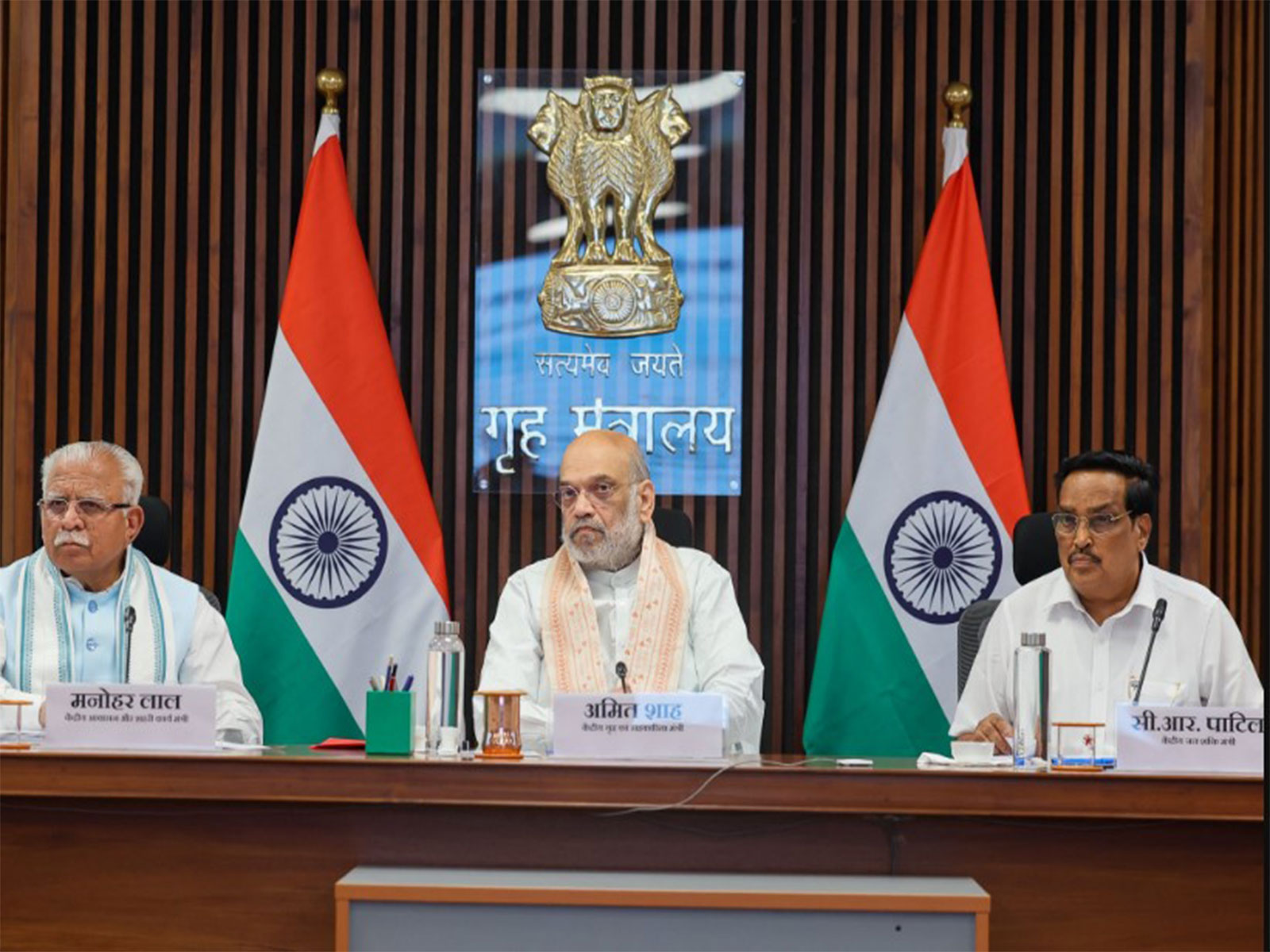 Amit Shah (centre), Manohar Lal Khattar(left), CR Patil(right), (Photo/X/@Amit Shah)