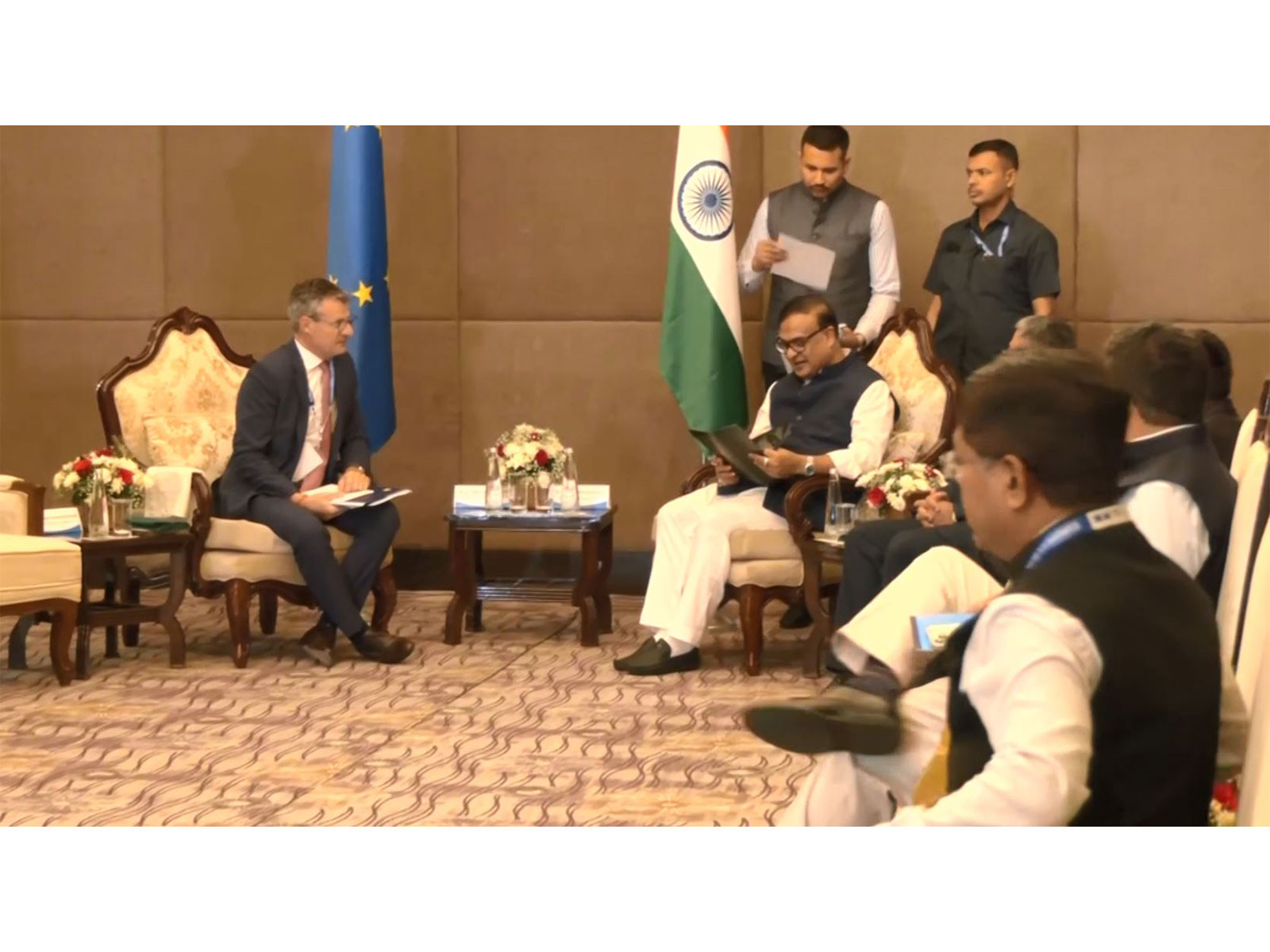 Assam CM Himanta Biswa Sarma meets EU Ambassador Hervé Delphin and Team Europe delegation in Guwahati. (Photo/ANI)