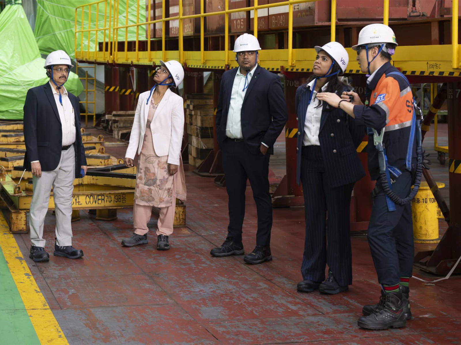 Tamil Nadu Minister Virudhai Magal Keerthana at Ulsan shipyard (Photo/@Keerthana4VNR) Tamil Nadu Minister Virudhai Magal Keerthana at Ulsan shipyard (Photo/@Keerthana4VNR)