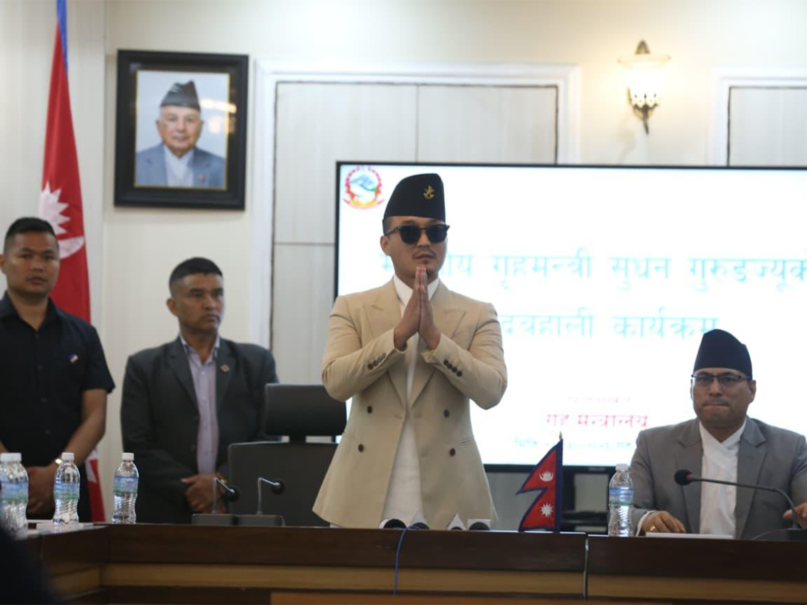 Nepal Home Minister Sudhan Gurung arrives for a press conference after assuming office (Photo/ANI) Nepal Home Minister Sudhan Gurung arrives for a press conference after assuming office (Photo/ANI)