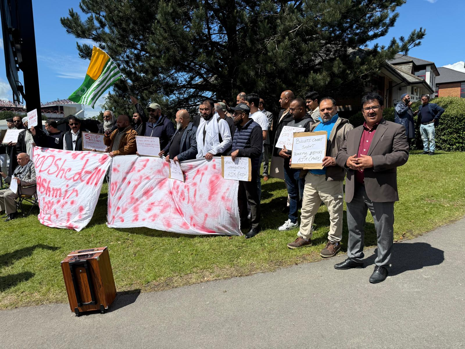 Kashmiri diaspora protests in Bradford against Pakistan’s atrocities in PoJK (Photo/ANI) Kashmiri diaspora protests in Bradford against Pakistan’s atrocities in PoJK (Photo/ANI)