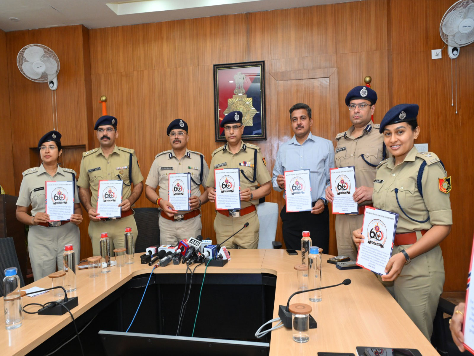 Chandigarh Police unveil Diamond Jubilee logo (Photo/ANI) Chandigarh Police unveil Diamond Jubilee logo (Photo/ANI)