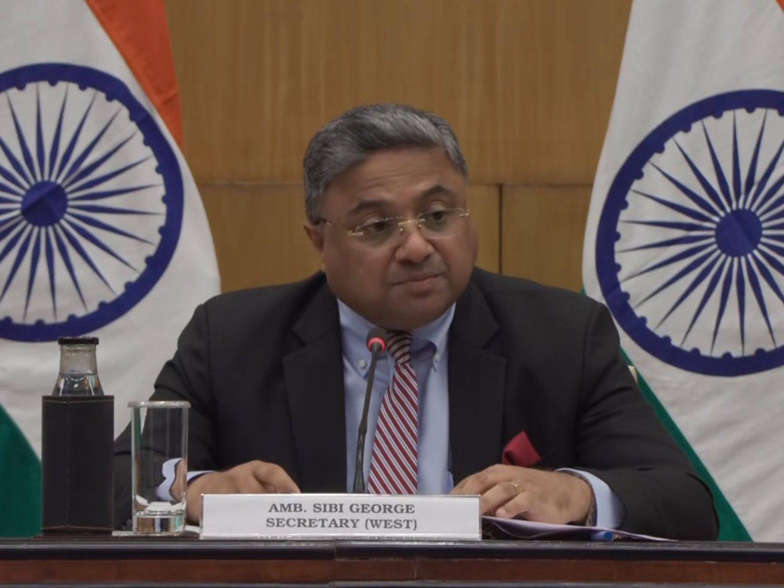 MEA Secretary (West) Sibi George (Photo/YouTube/MEA) MEA Secretary (West) Sibi George (Photo/YouTube/MEA)