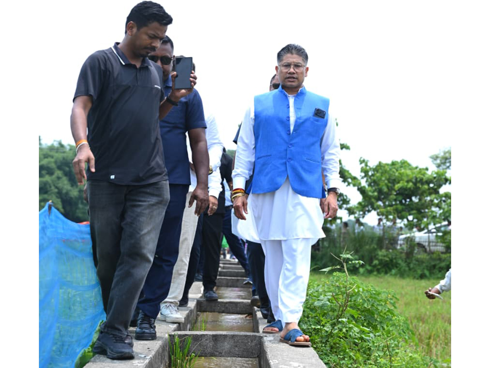 Assam Minister Pijush Hazarika inspects Maloibari Electrical Lift Irrigation scheme at Dimoria  (Photo/ Pijush Hazarika Office)