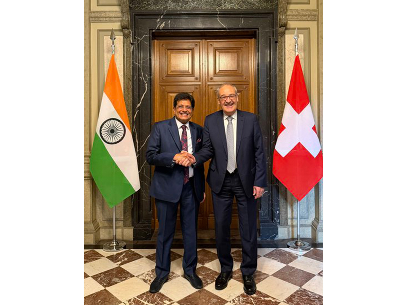 Commerce Minister Piyush Goyal with Swiss President Guy Parmelin in Switzerland on Friday (Photo/X@PiyushGoyal) Commerce Minister Piyush Goyal with Swiss President Guy Parmelin in Switzerland on Friday (Photo/X@PiyushGoyal)