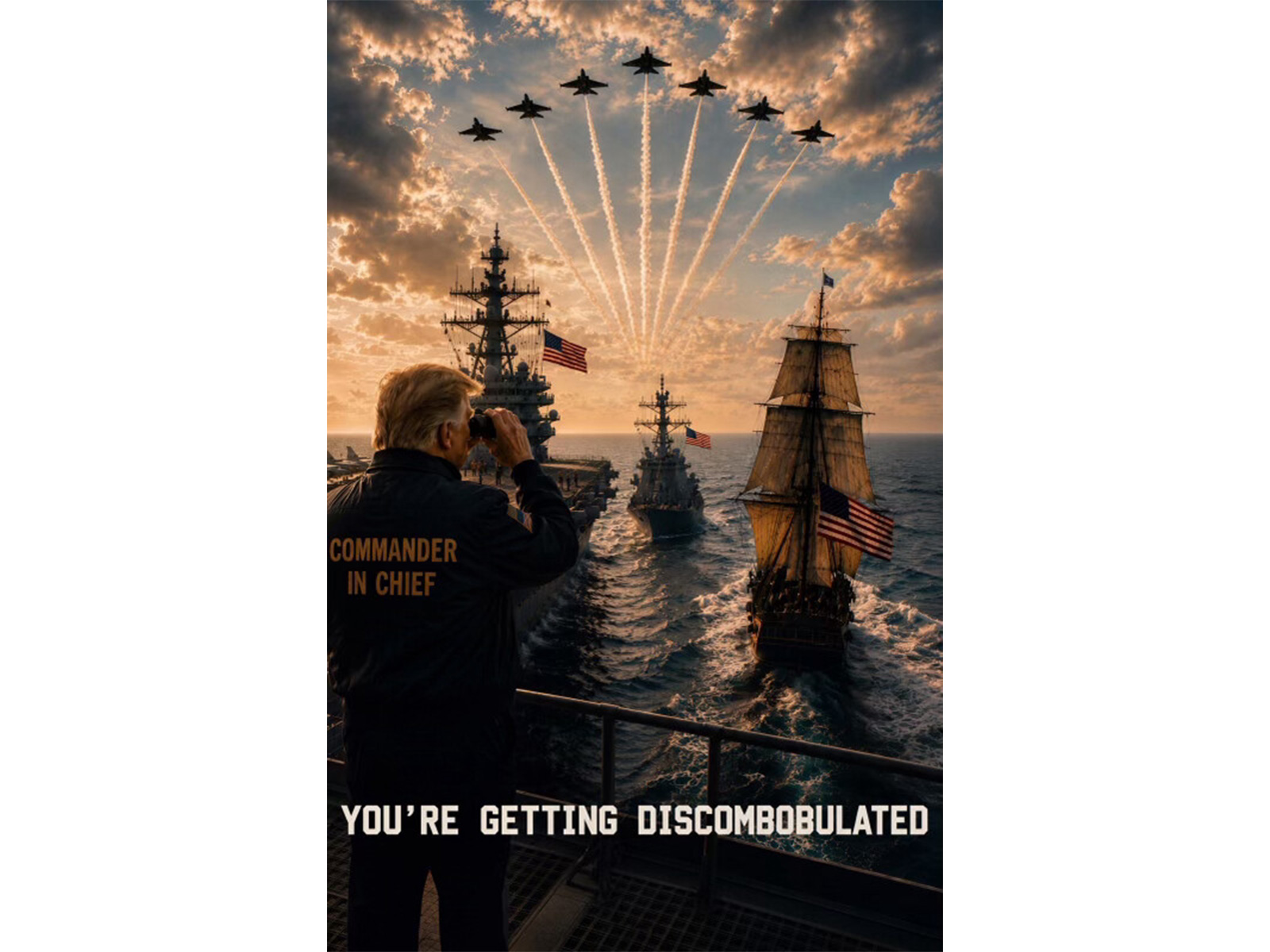“You’re getting discombobulated”: Trump shares AI-generated military-themed image amid Iran peace deal&hellip;