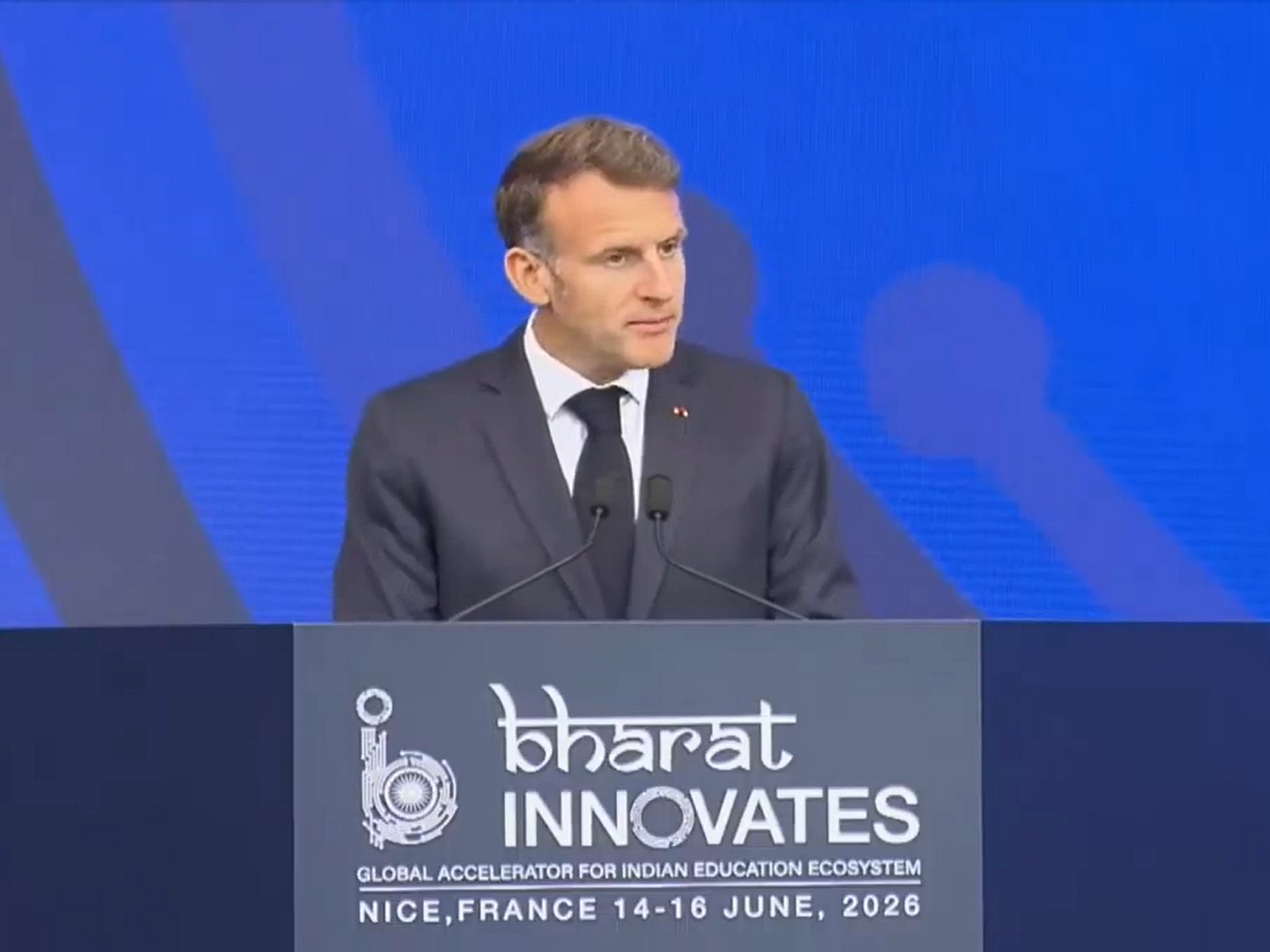 French President Emmanuel Macron at 'Bharat Innovates' event (Photo/YouTube/MEA)