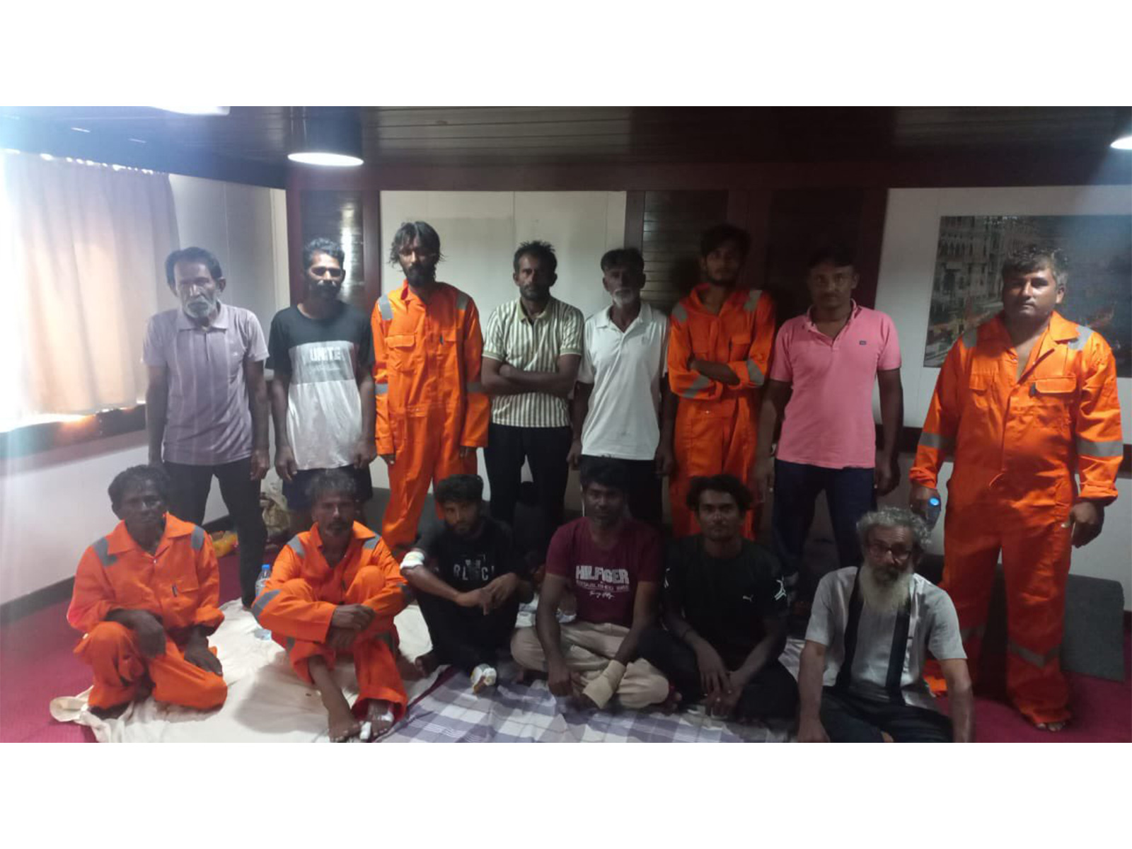 Crew rescued from Indian Flagged MSV Virat 1 (Photo: X@Indemb_Muscat) Crew rescued from Indian Flagged MSV Virat 1 (Photo: X@Indemb_Muscat)