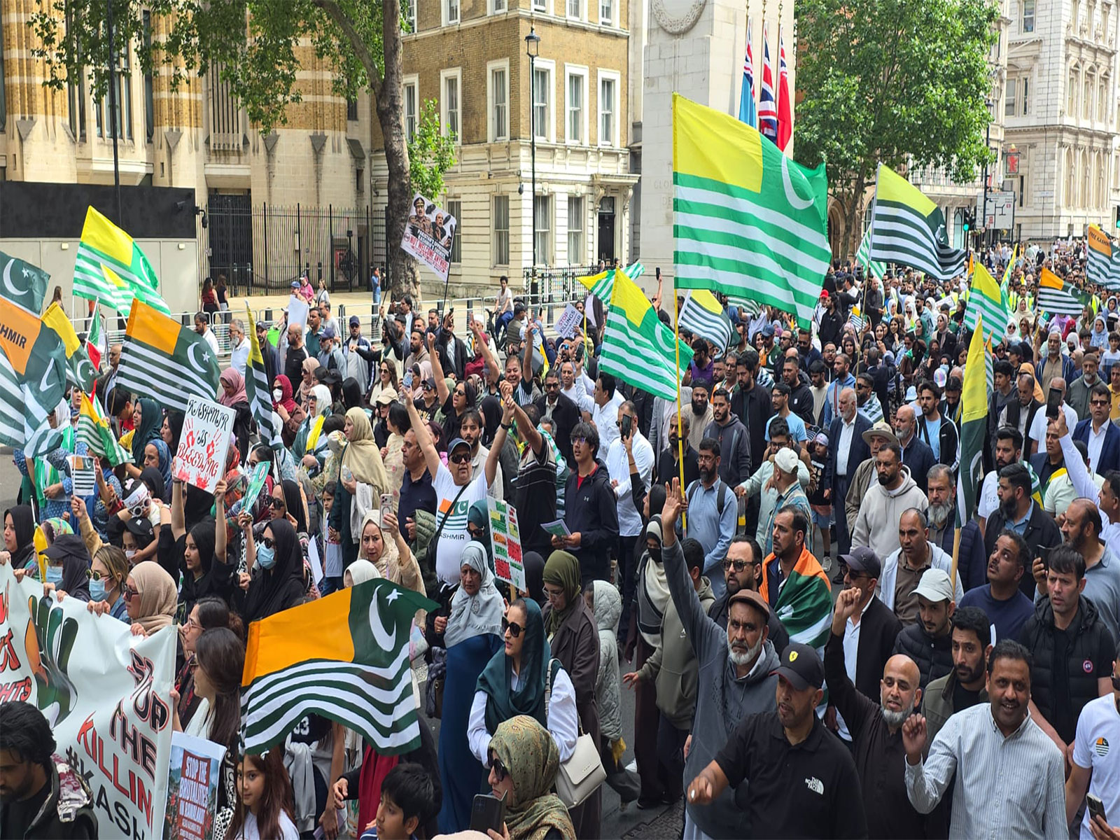 Thousands of British Kashmiris protest outside UK Parliament over crackdown in PoJK by Pakistani forces (Photo/ANI) Thousands of British Kashmiris protest outside UK Parliament over crackdown in PoJK by Pakistani forces (Photo/ANI)