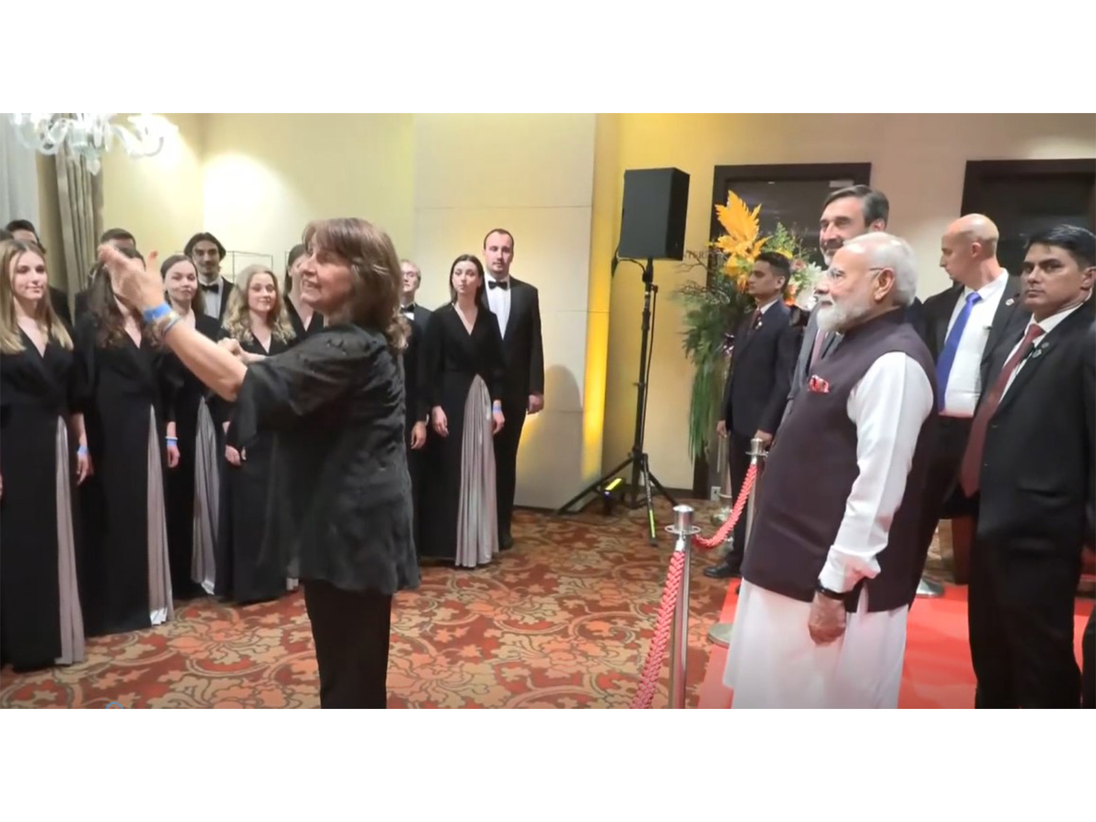 Lucnica Ensemble performs rendition of 'Vande Mataram' for PM Modi in Bratislava (Photo/ANI) Lucnica Ensemble performs rendition of 'Vande Mataram' for PM Modi in Bratislava (Photo/ANI)