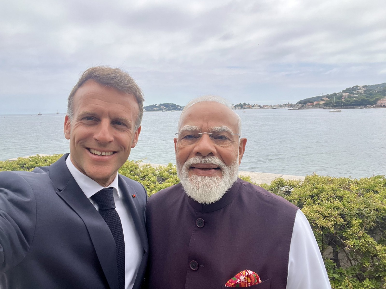 French President Emmanuel Macron takes a selfie with Prime Minister Narendra Modi on the sidelines of the G7 Summit in Nice, France. (Photo: X/@EmmanuelMacron) French President Emmanuel Macron takes a selfie with Prime Minister Narendra Modi on the sidelines of the G7 Summit in Nice, France. (Photo: X/@EmmanuelMacron)