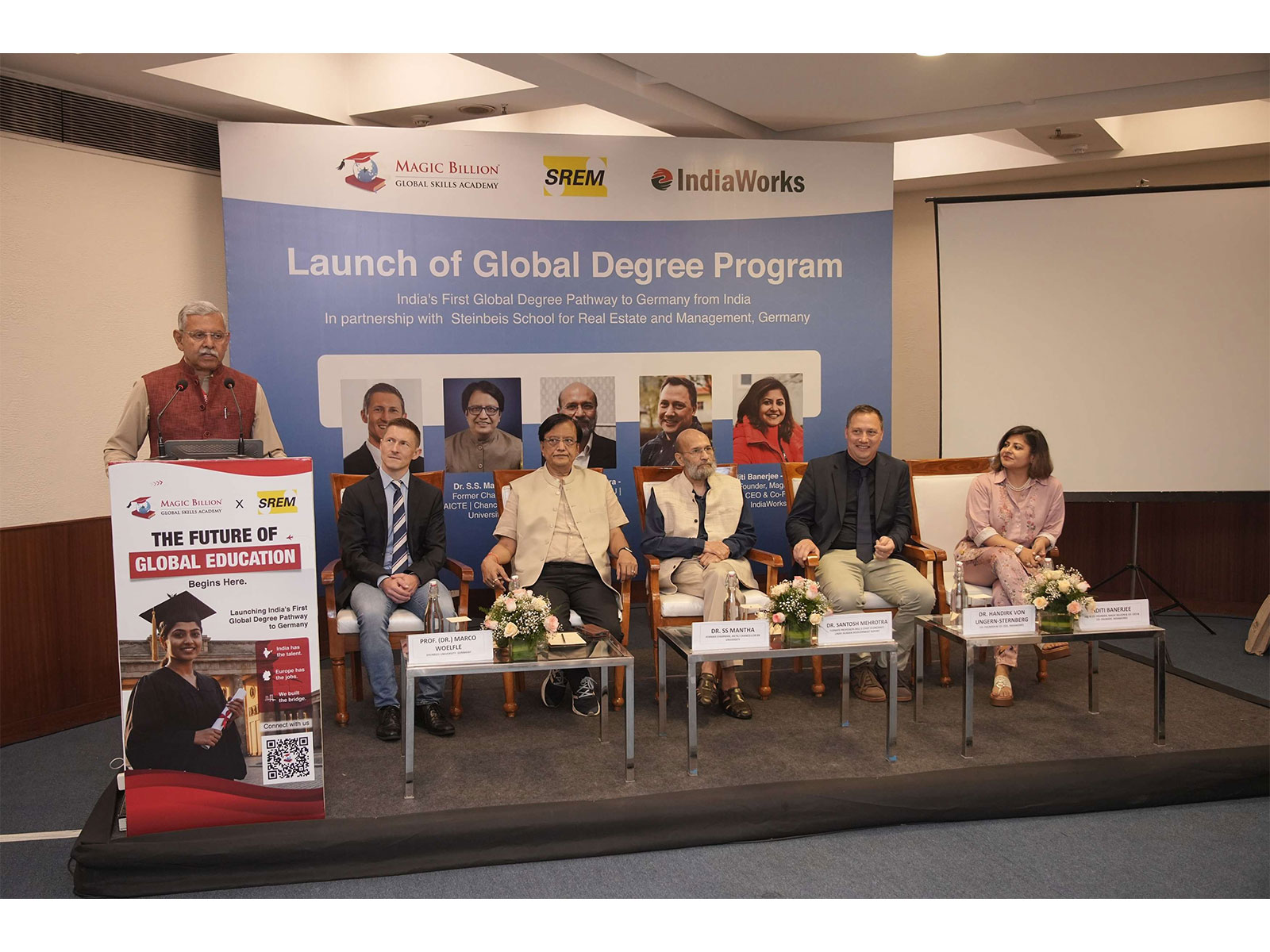 From L to R - Mr. Basab Banerjee, Prof. Dr. Marco Wölfle, Dr. S. S. Mantha, Dr. Santosh Mehrotra, Dr. Handirk von Ungern, Ms. Aditi Banerjee From L to R - Mr. Basab Banerjee, Prof. Dr. Marco Wölfle, Dr. S. S. Mantha, Dr. Santosh Mehrotra, Dr. Handirk von Ungern, Ms. Aditi Banerjee