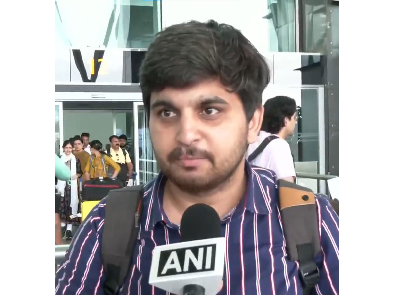 Akash Singh, passenger onboard first commerical flight from Noida airport to Bengaluru (Photo/ANI) Akash Singh, passenger onboard first commerical flight from Noida airport to Bengaluru (Photo/ANI)