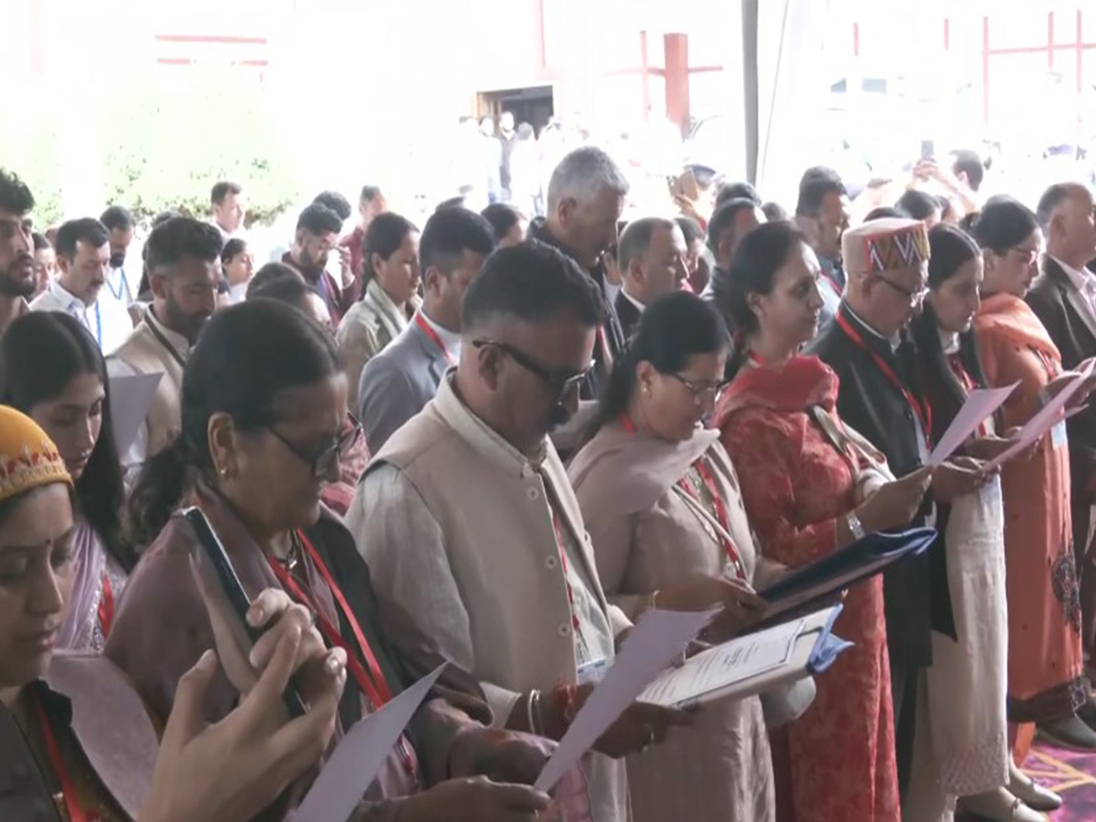 Panchayat pradhans during oath ceremony (Photo/ANI) Panchayat pradhans during oath ceremony (Photo/ANI)
