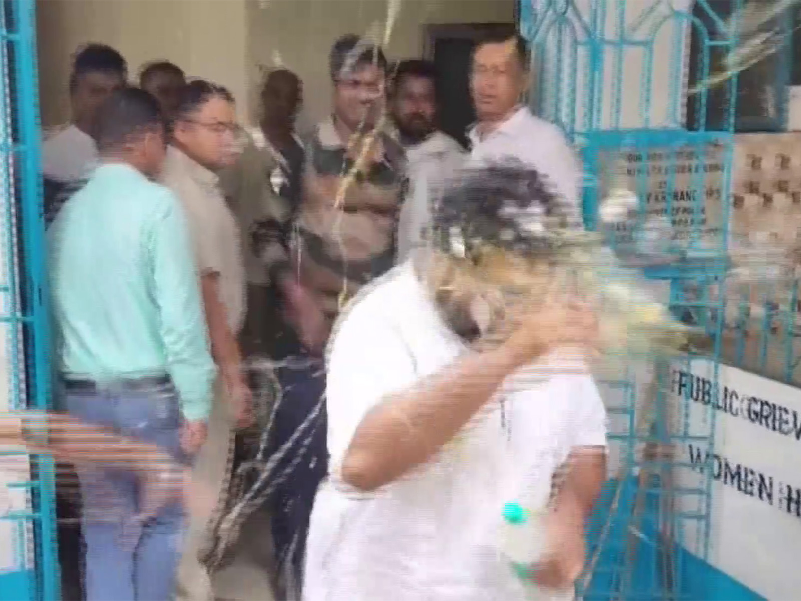 Visual of  Trinamool youth leader Soumitra Banerjee attacked with eggs (Photo/ANI)