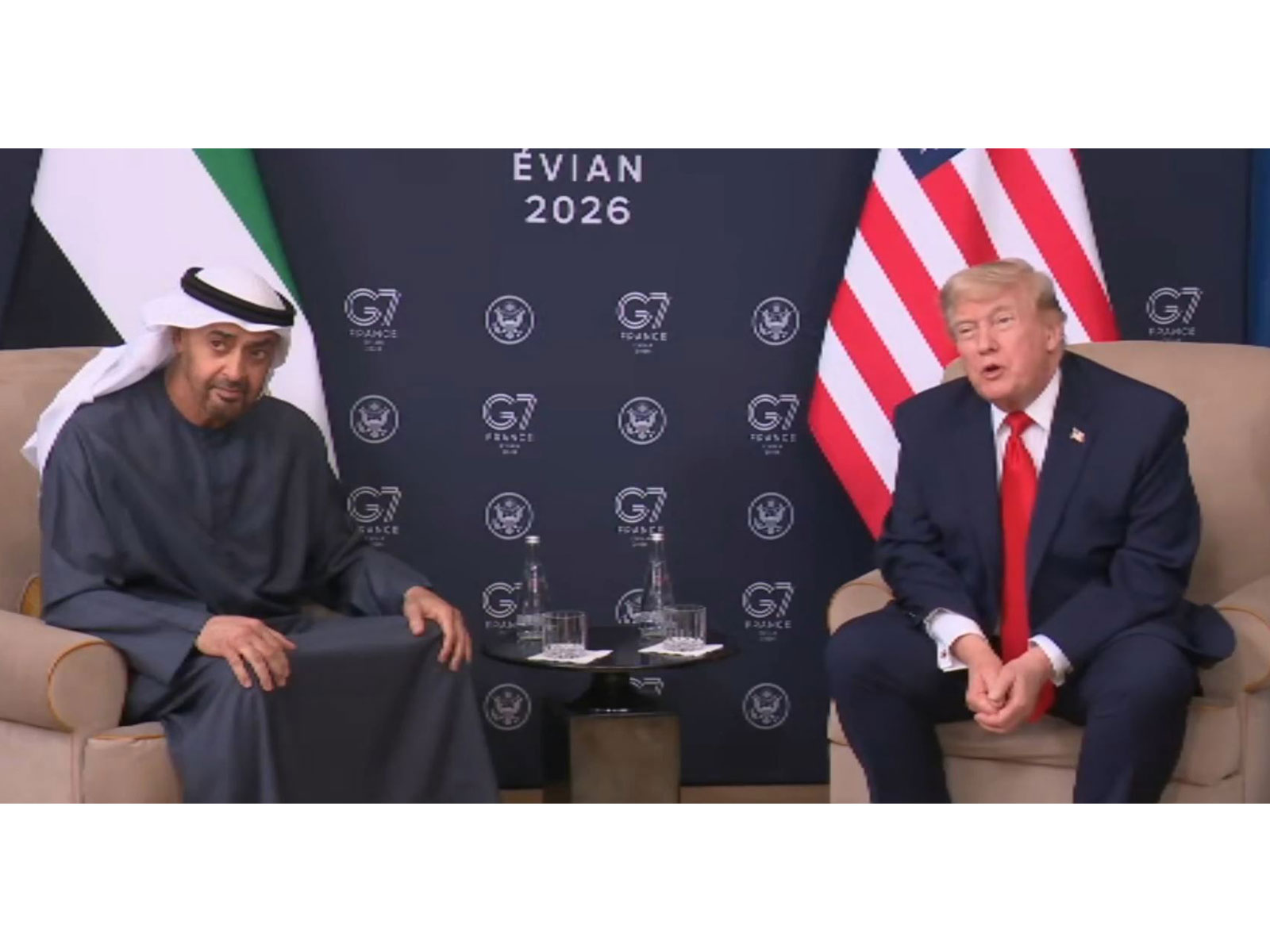 US President Donald Trump and UAE President Sheikh Mohamed bin Zayed Al Nahyan during a bilateral meeting on the sidelines of the G7 Summit in Évian-les-Bains, France. (Photo: X/@WhiteHouse)