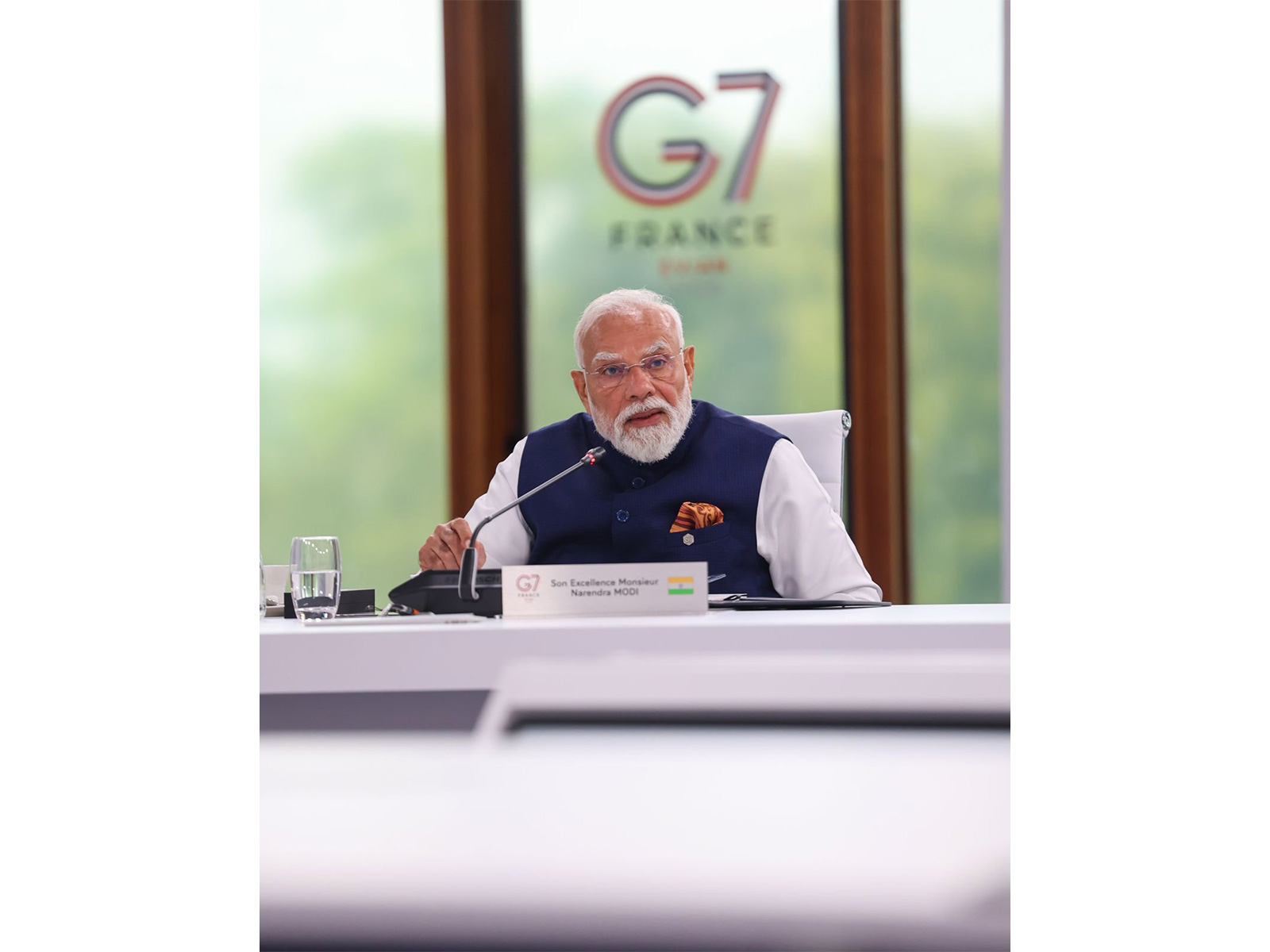 Prime Minister Narendra Modi at G7 outreach summit (Photo/X@MEAIndia)