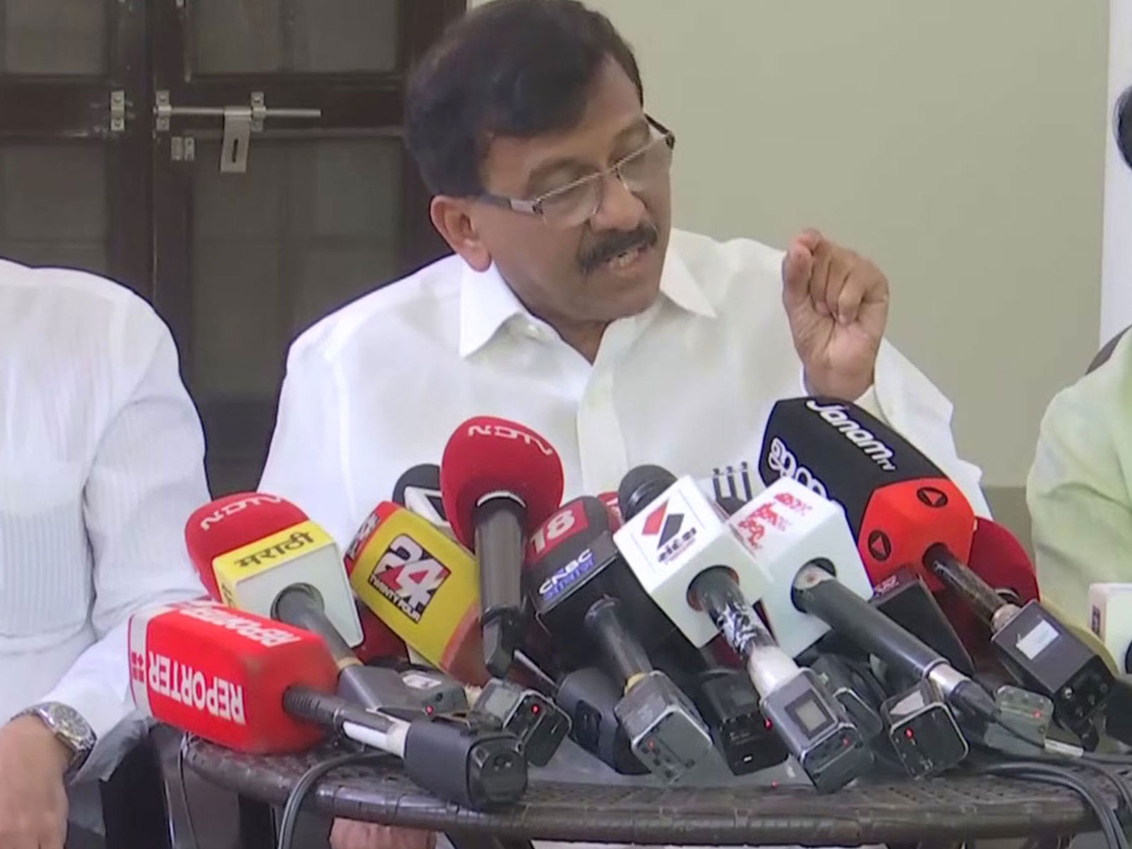 Shiv Sena (UBT) MP Sanjay Raut addresses the press conferences in national capital (Photo/ANI)