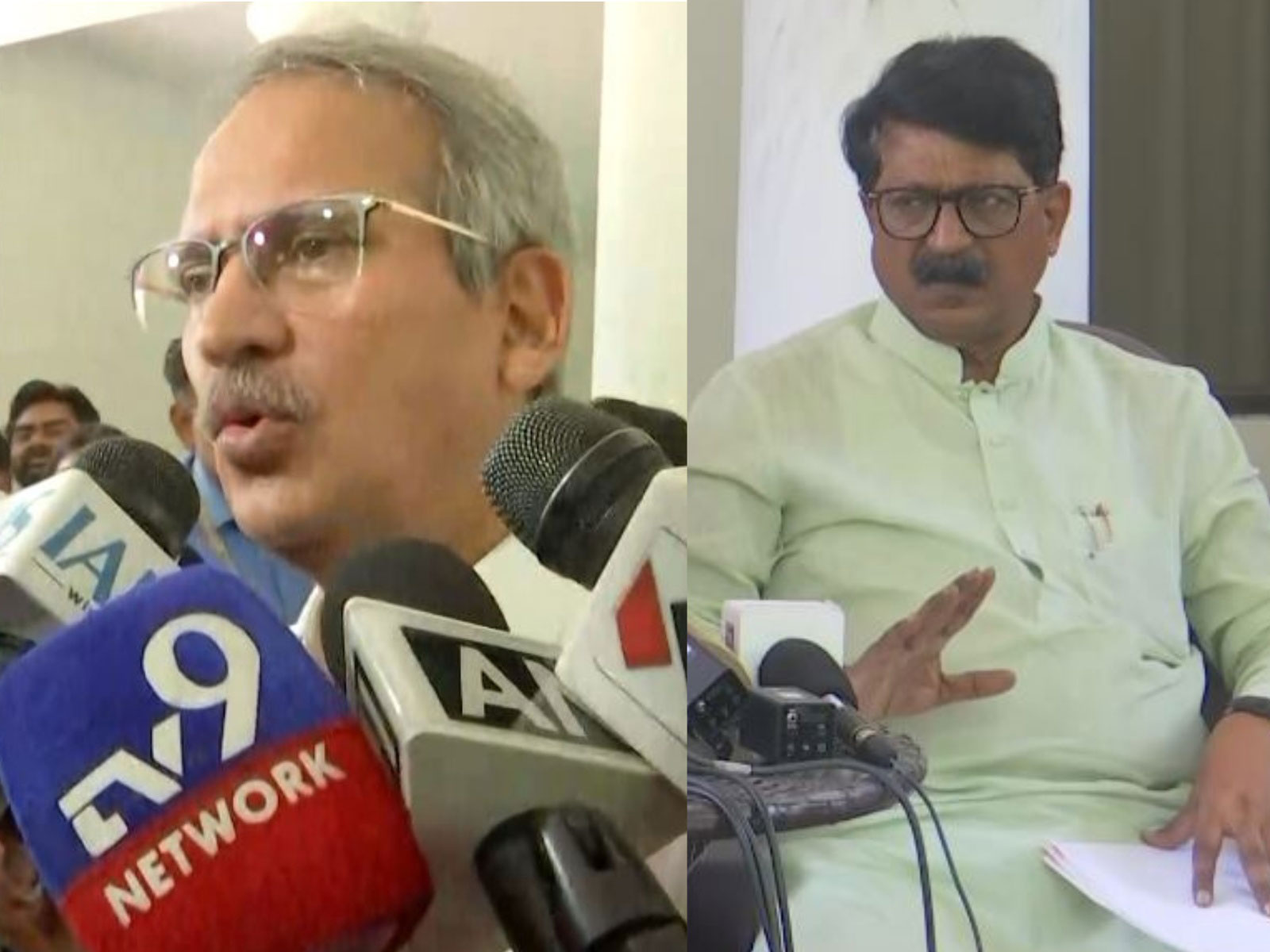 Shiv Sena (UBT) MPs Anil Desai and Arvind Sawant (Photo/ANI)