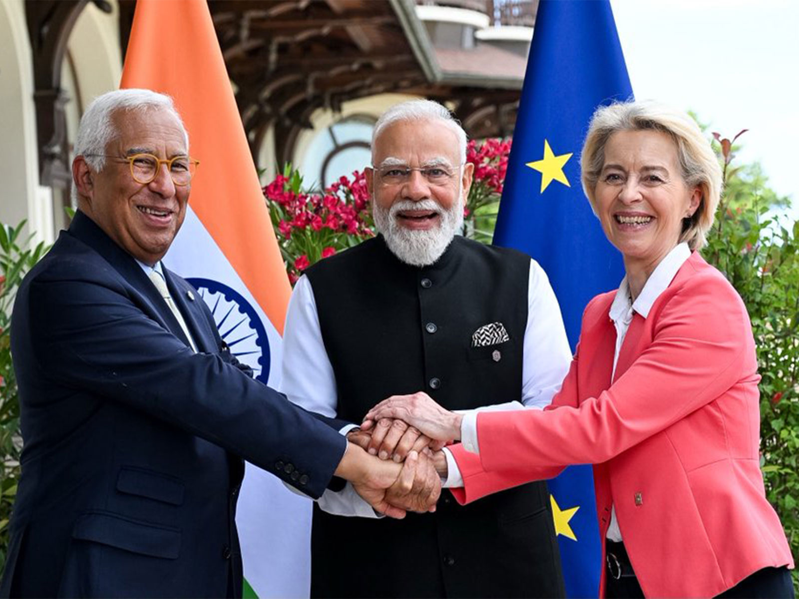 Prime Minister Narendra Modi meets European Council President António Costa and European Commission President Ursula von der Leyen on the sidelines of the G7 Summit in Évian, France. (Photo: X/@vonderleyen)